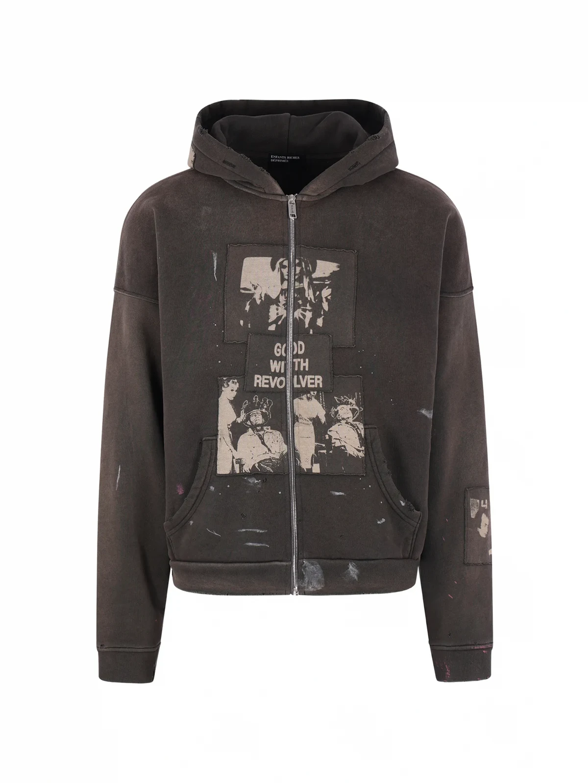 graphic-print zip-up hoodie