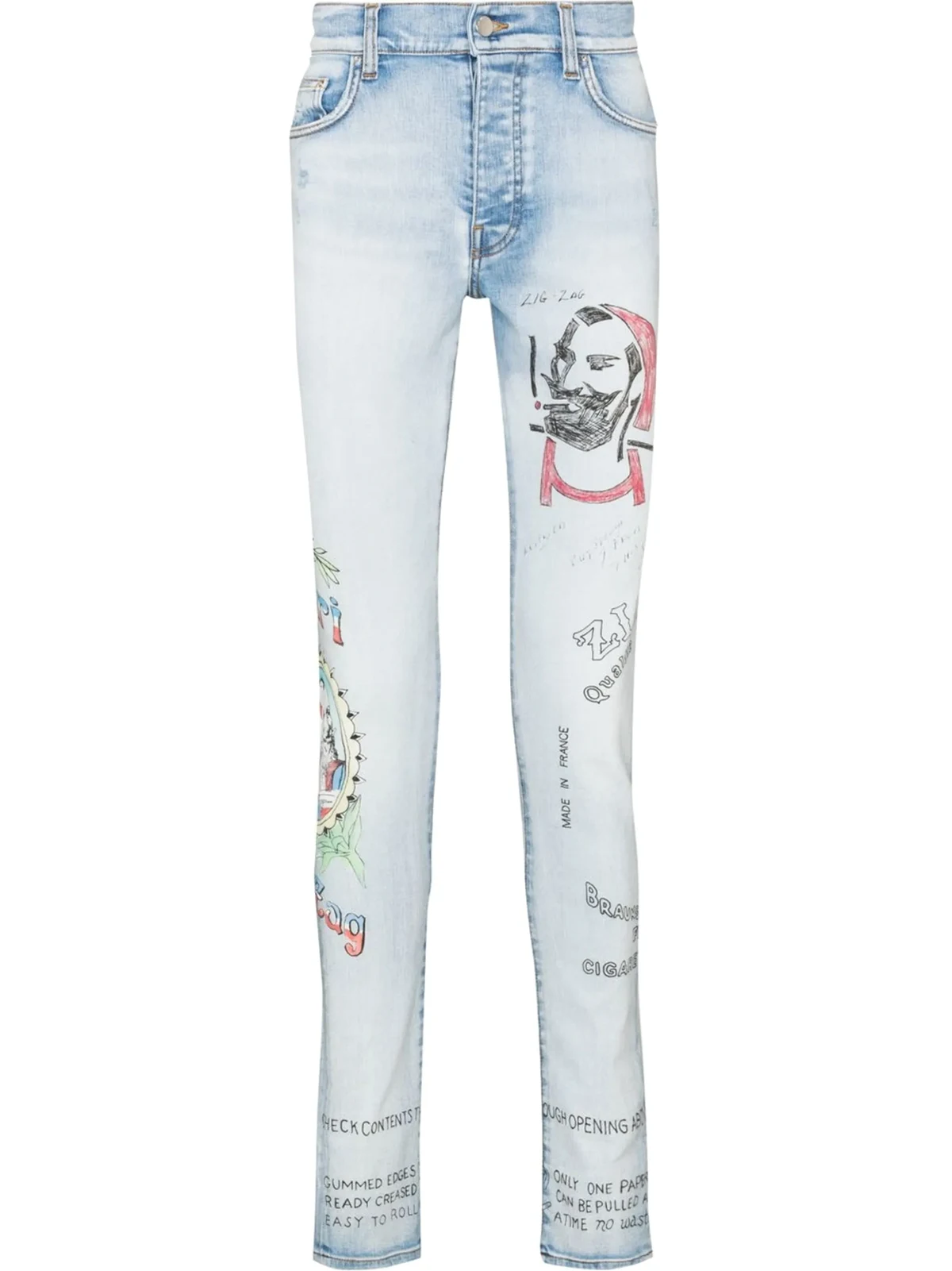 x Zig Zag motif-print skinny jeans