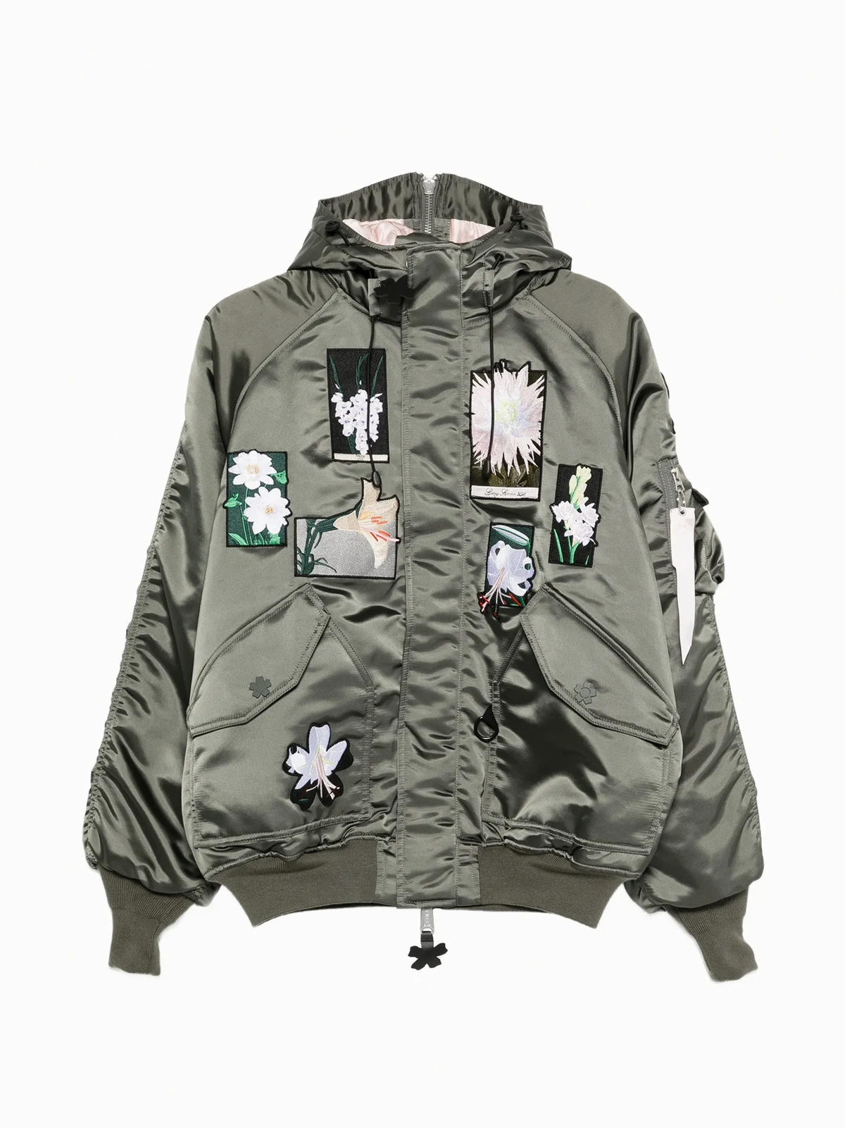 Alpha flower-patch bomber jacket