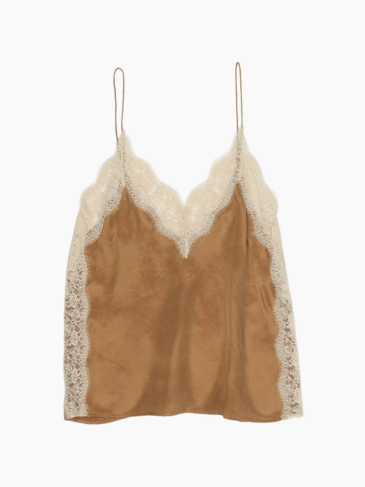 Oberteil mit V-Ausschnitt und Spitzenborte