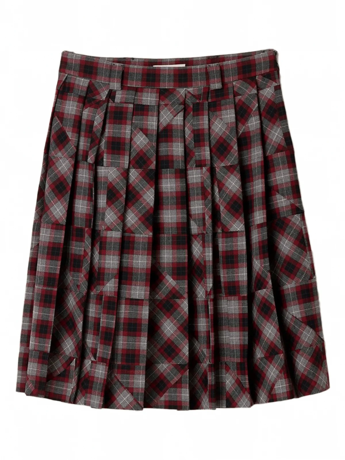 tartan pleated midi skirt