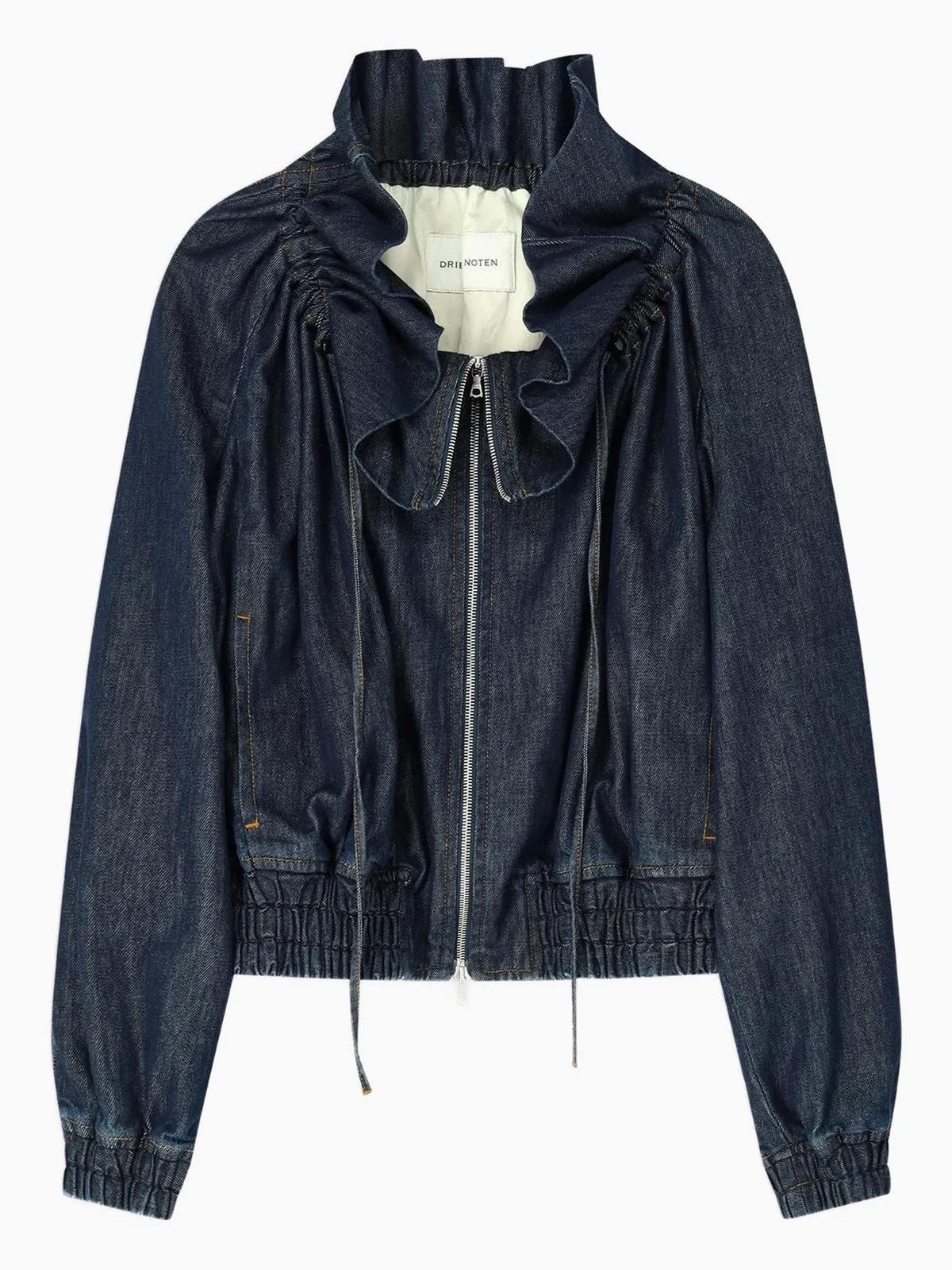 Gerüschte Kokon-Jeansjacke