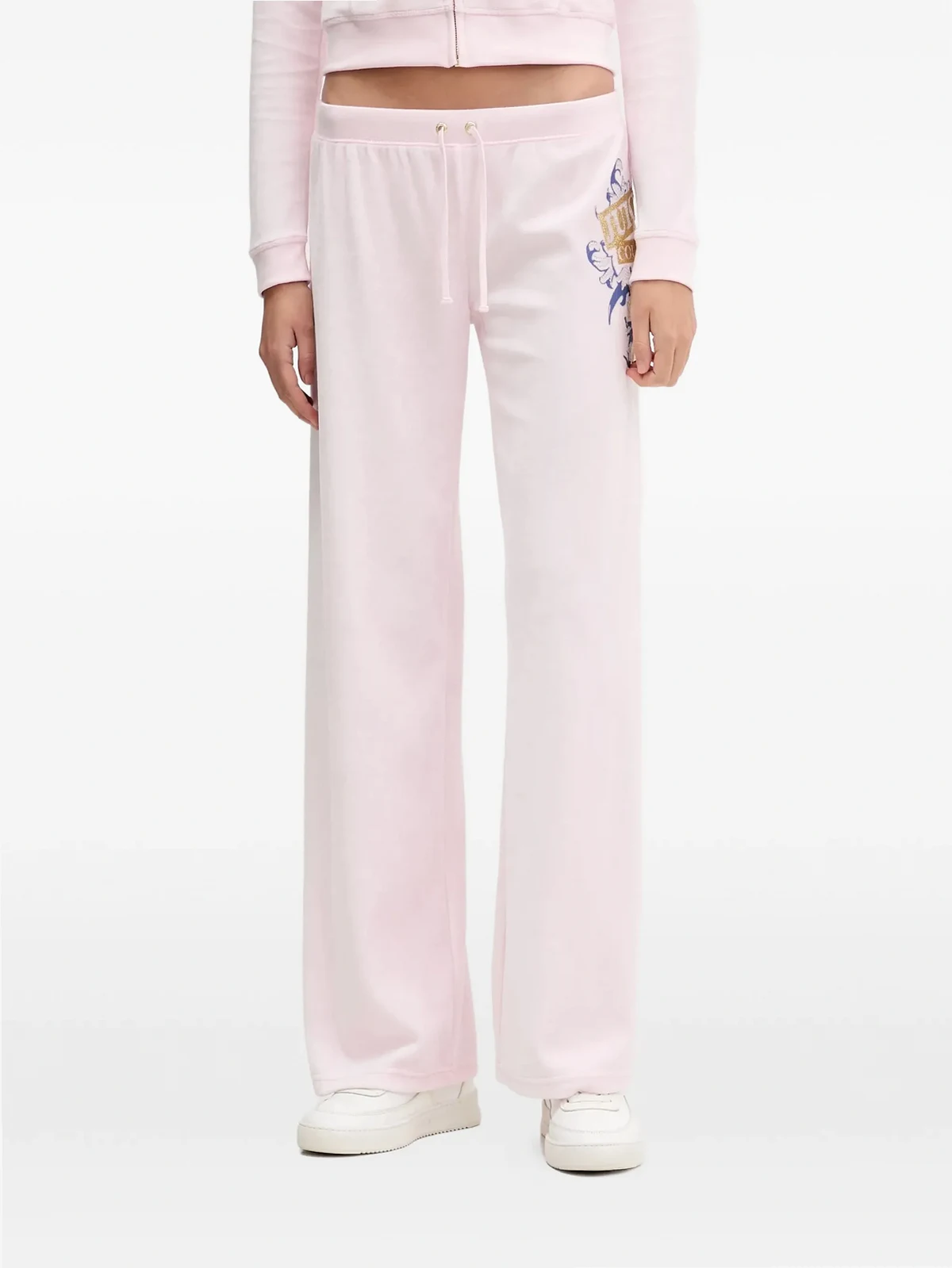 side-graphic drawstring-waist track pants