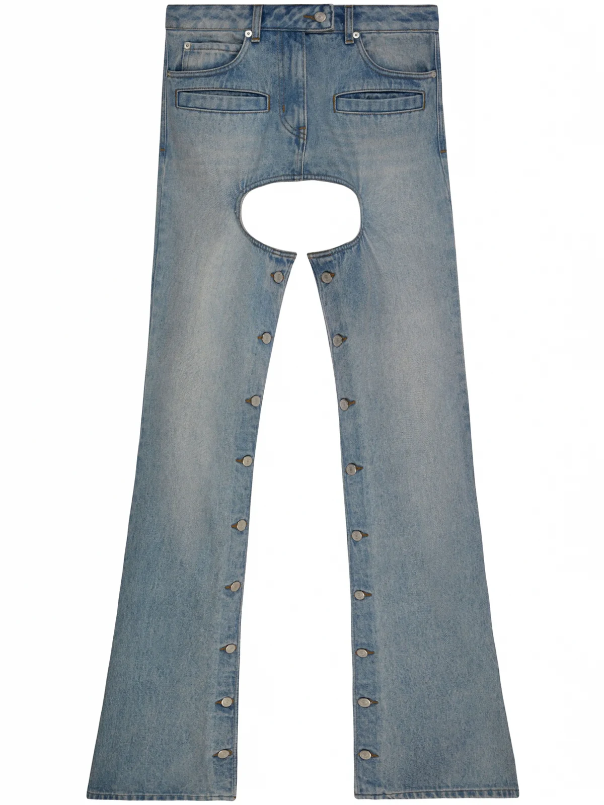 cut-out flared denim trousers