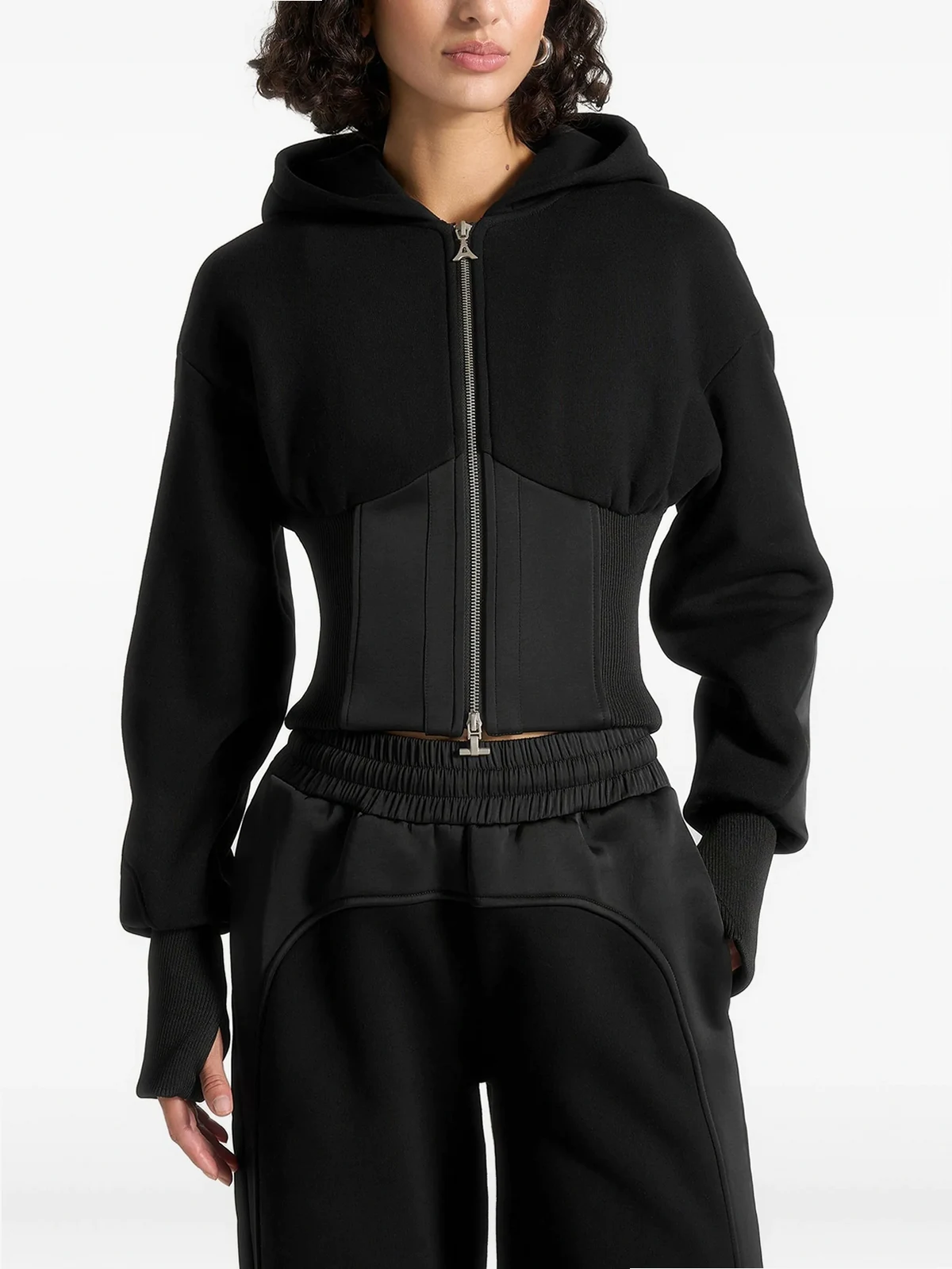 Brune Kapuzenjacke mit Corsage