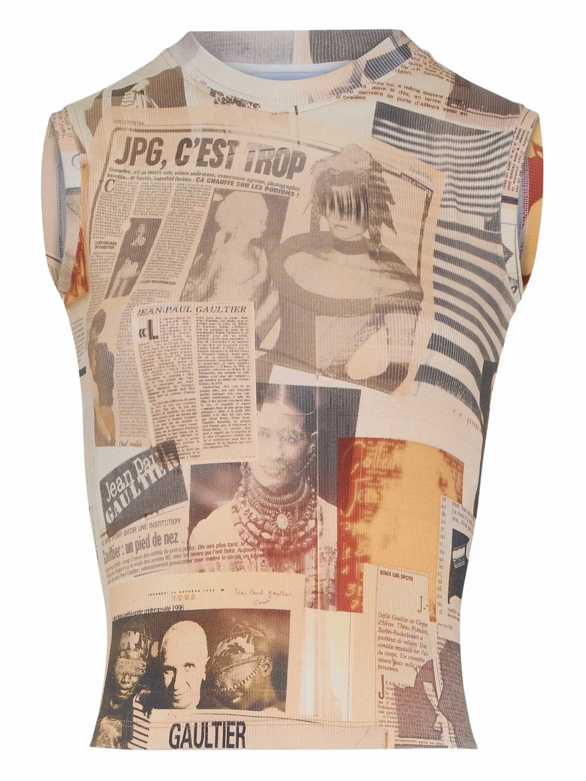 Geripptes Tanktop mit Journal-Print