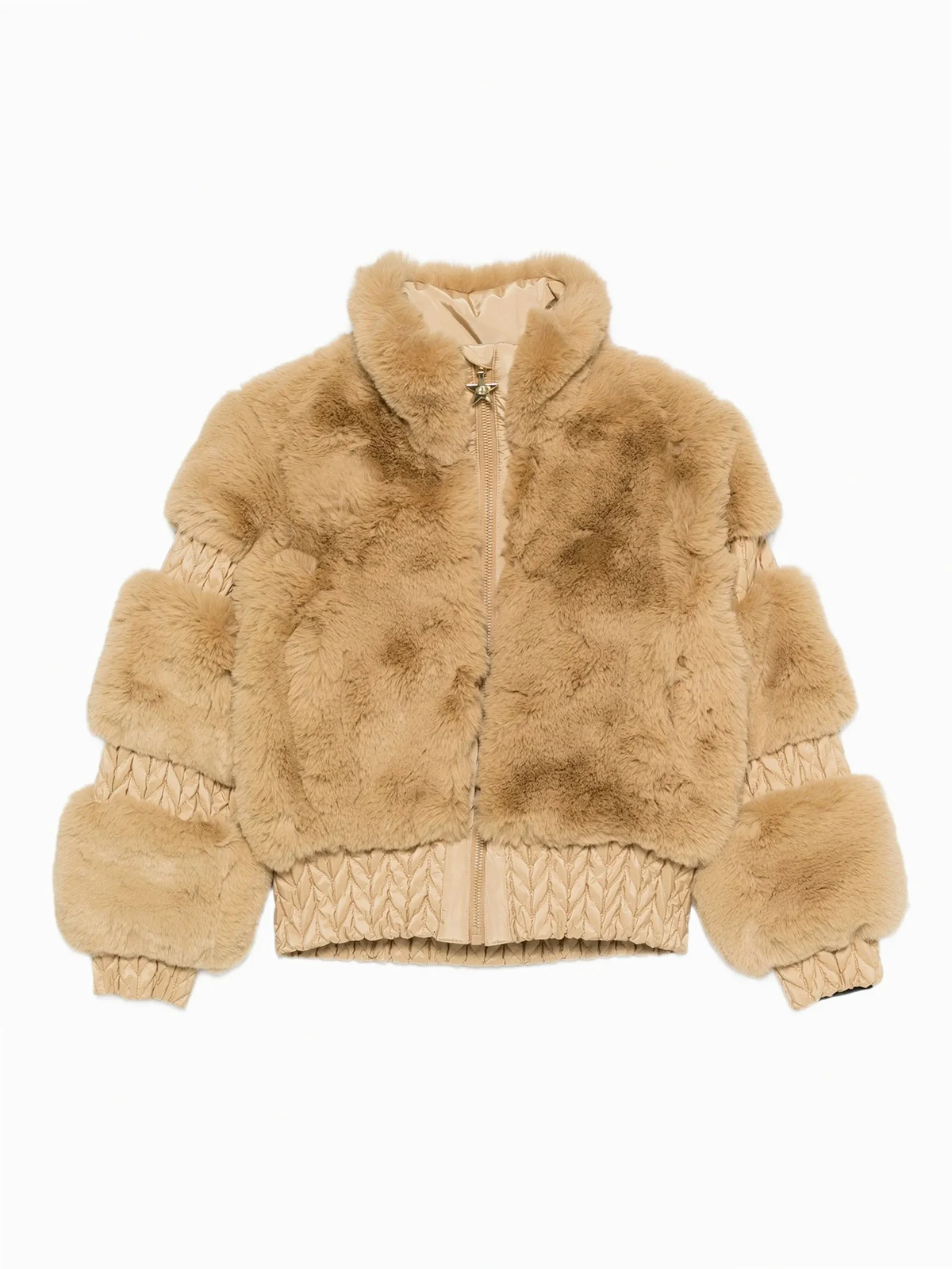 Furry zip-fastening ski jacket