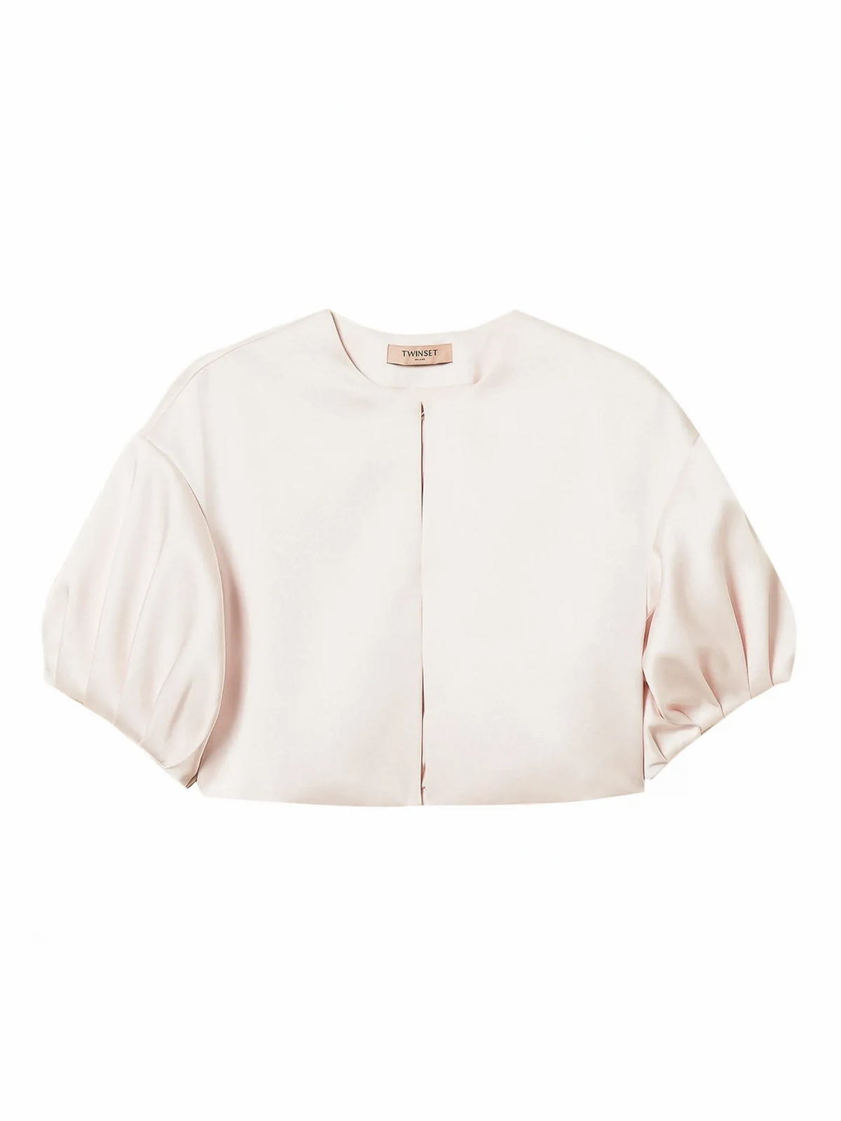 duchess-satin puff-sleeve jacket