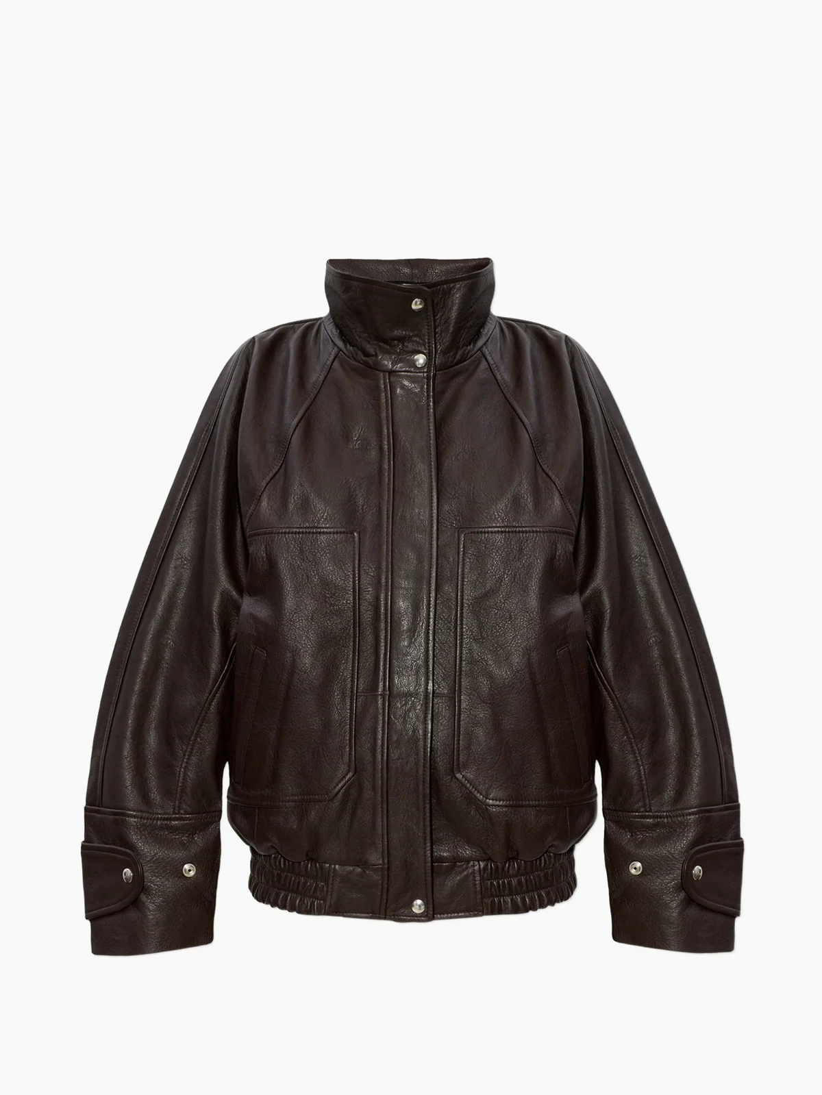 stand-collar leather jacket