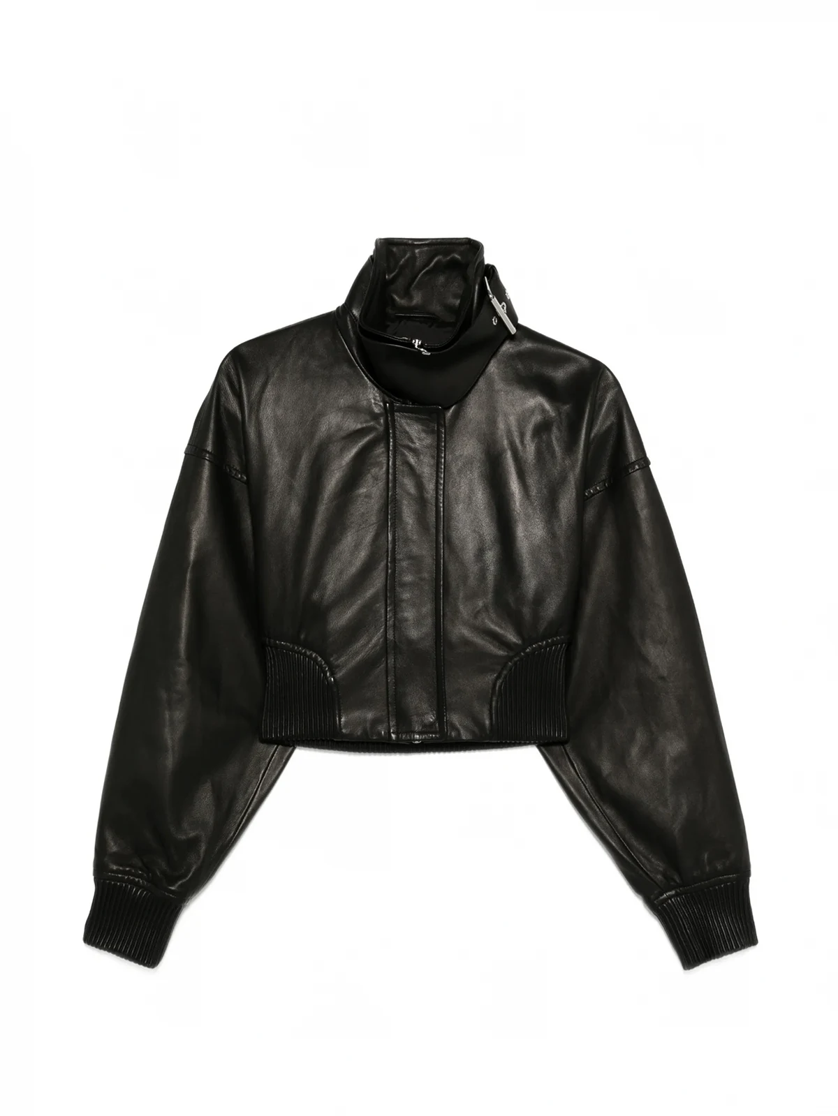 Lederjacke mit gerippten Einsätzen