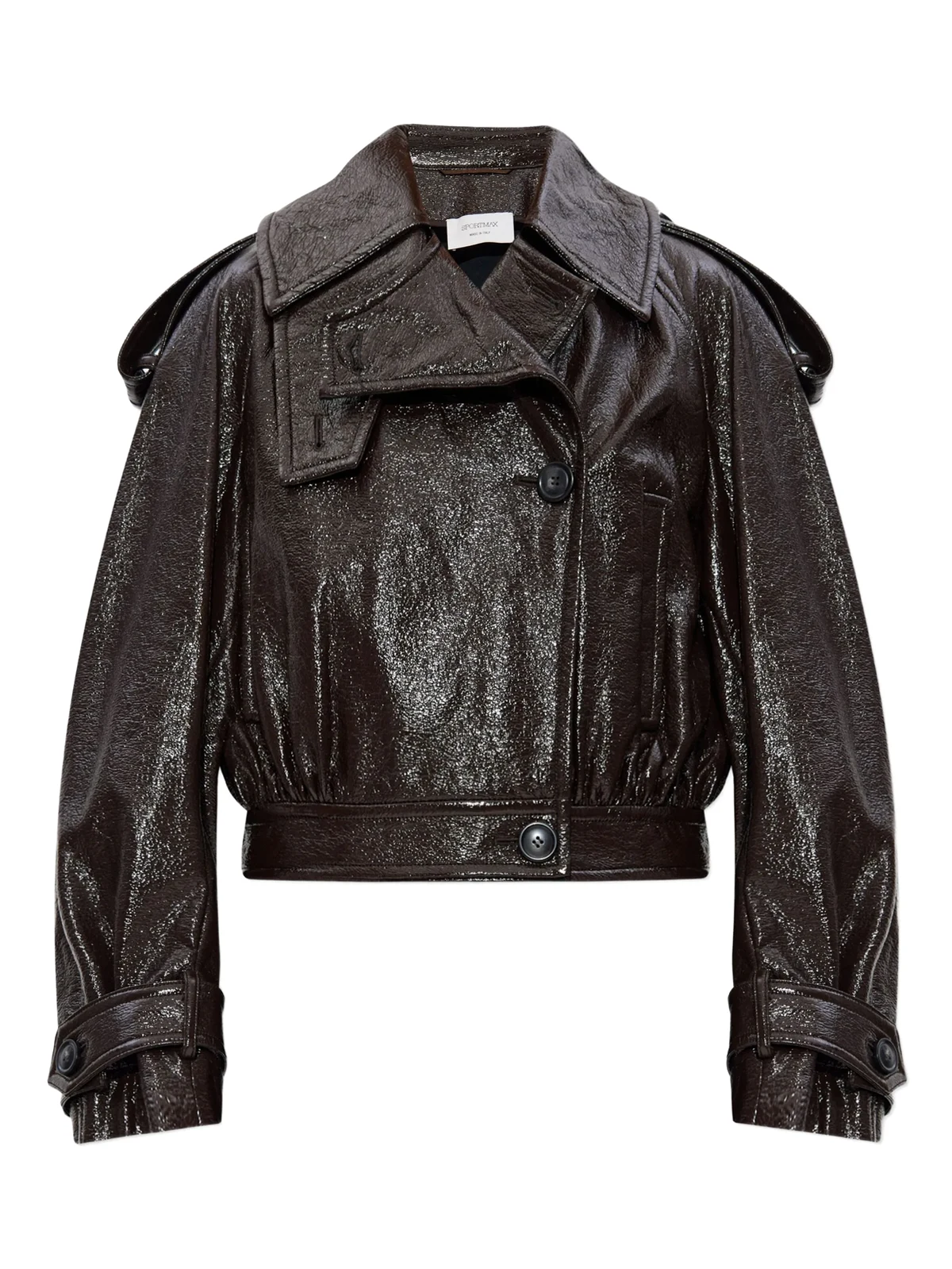 Cropped-Jacke in Lederoptik mit Umschlag