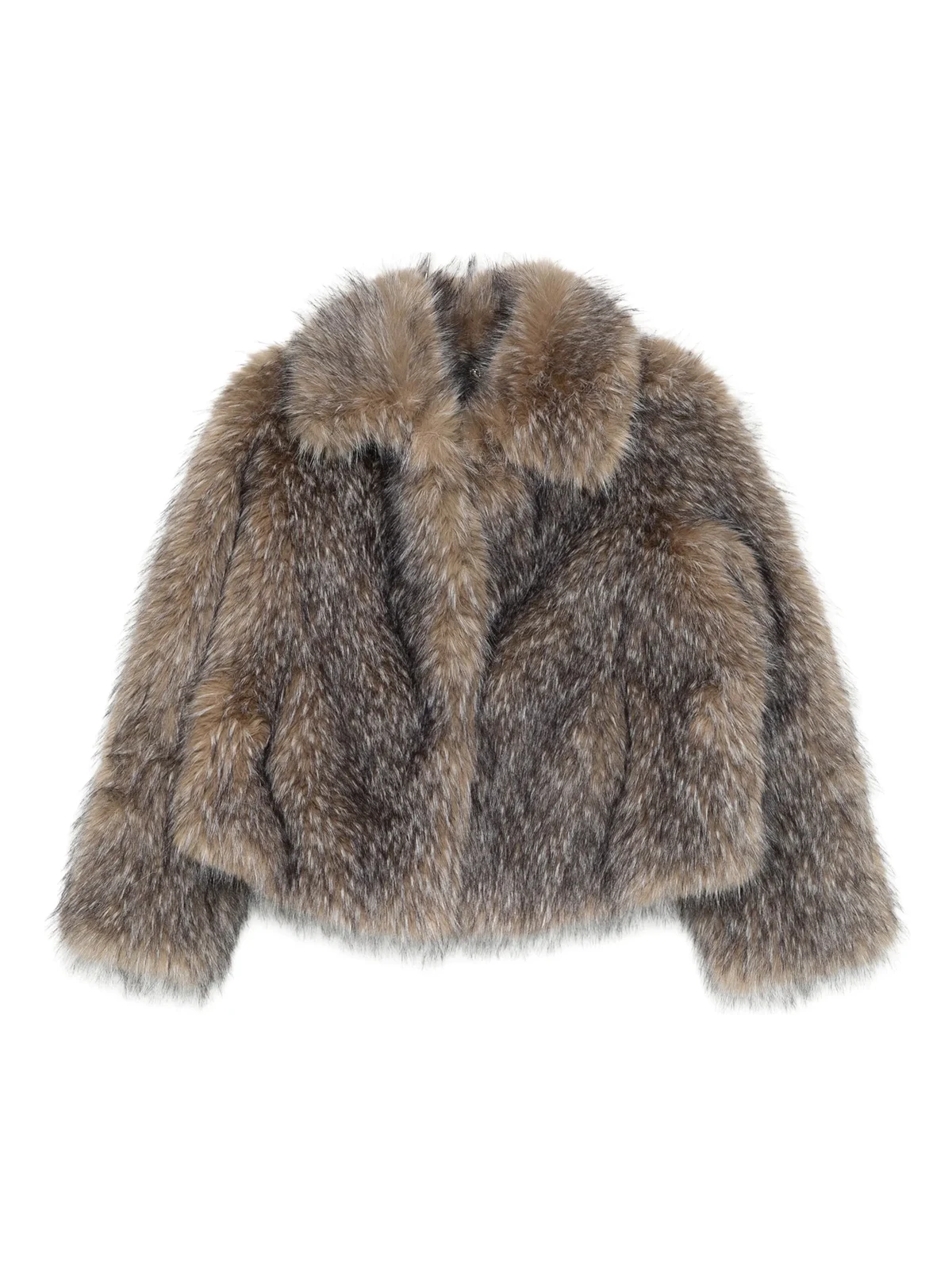 collared faux-fur coat