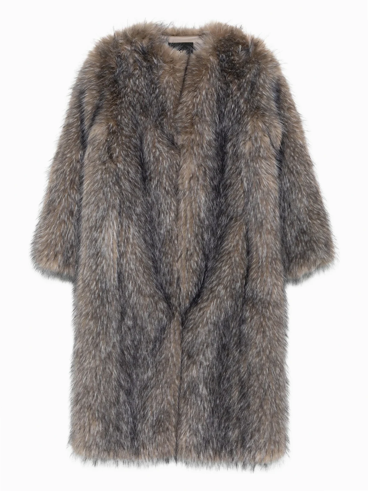 long-sleeved faux-fur coat