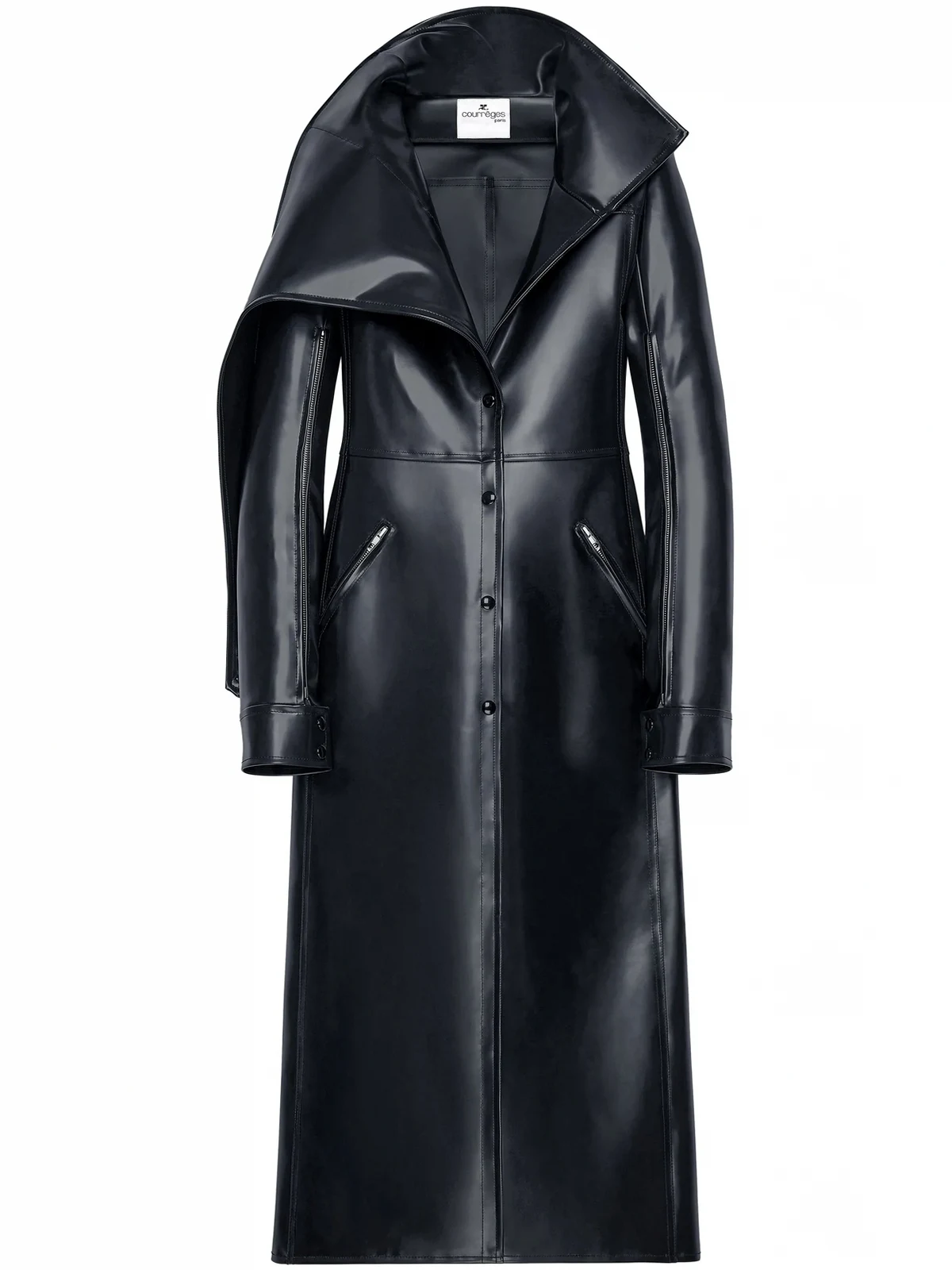 Geknöpfter Latex-Trenchcoat