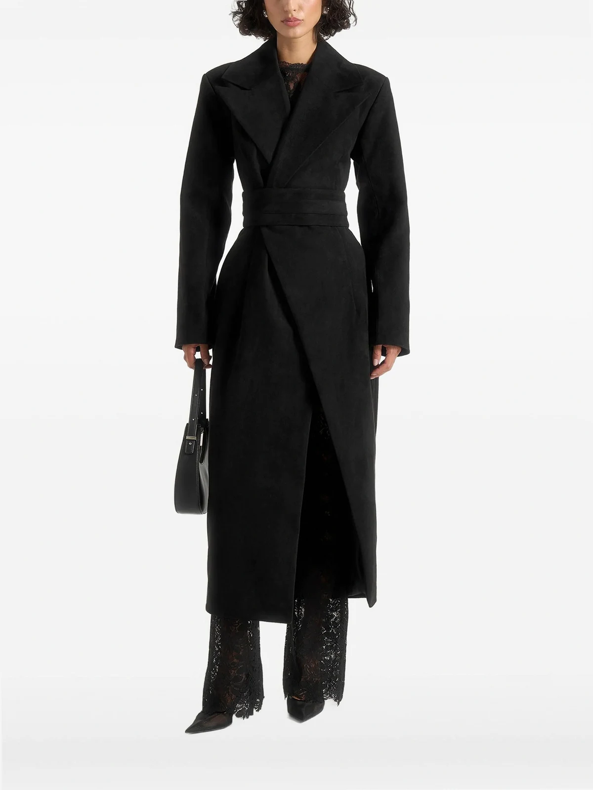 Asymmetrischer Esma Wildledermantel mit Gürtel