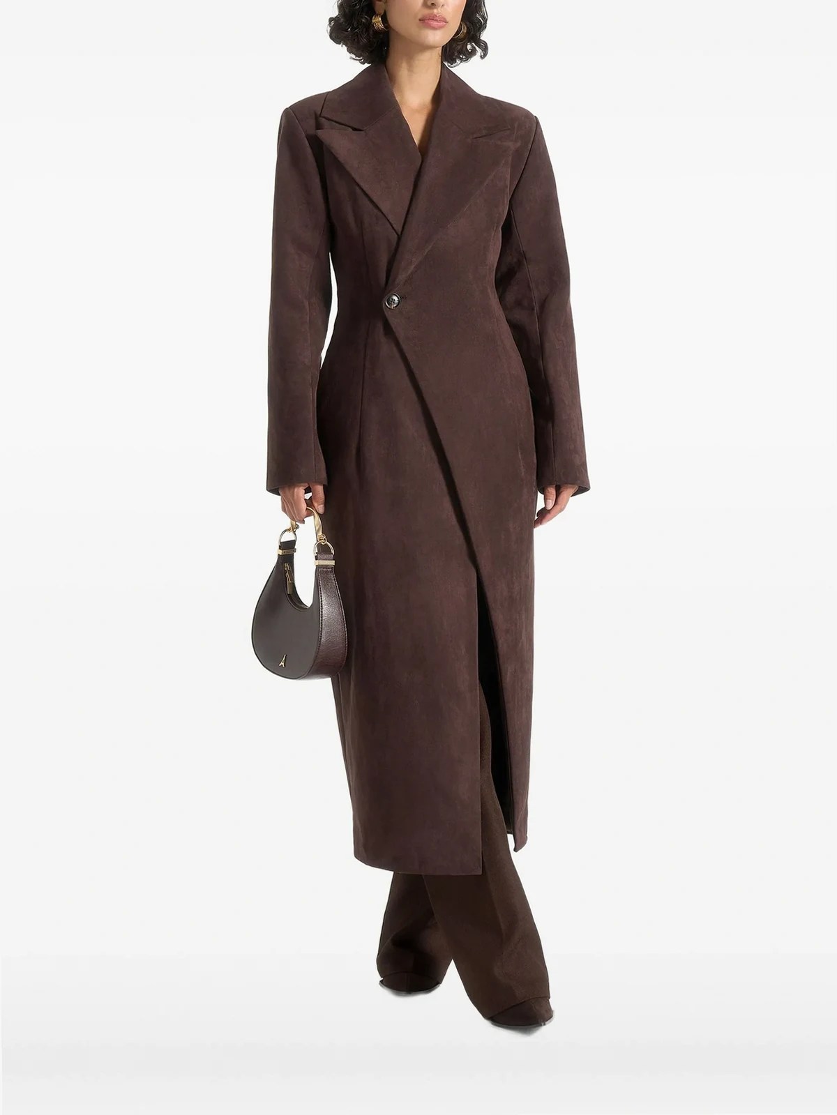 Asymmetrischer Esma Wildledermantel mit Gürtel