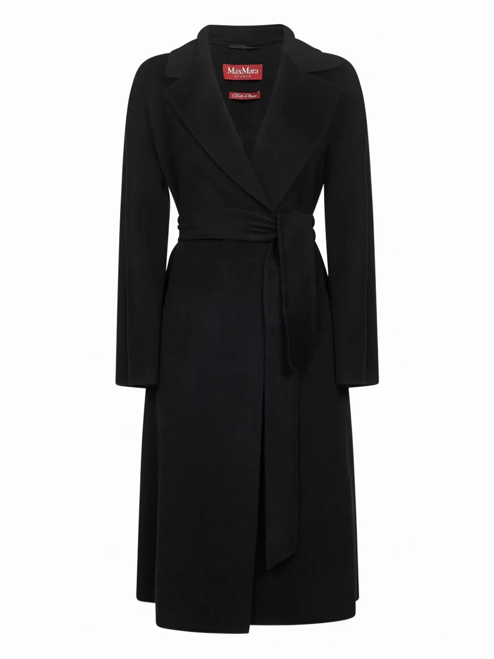 lapel-collar belted coat
