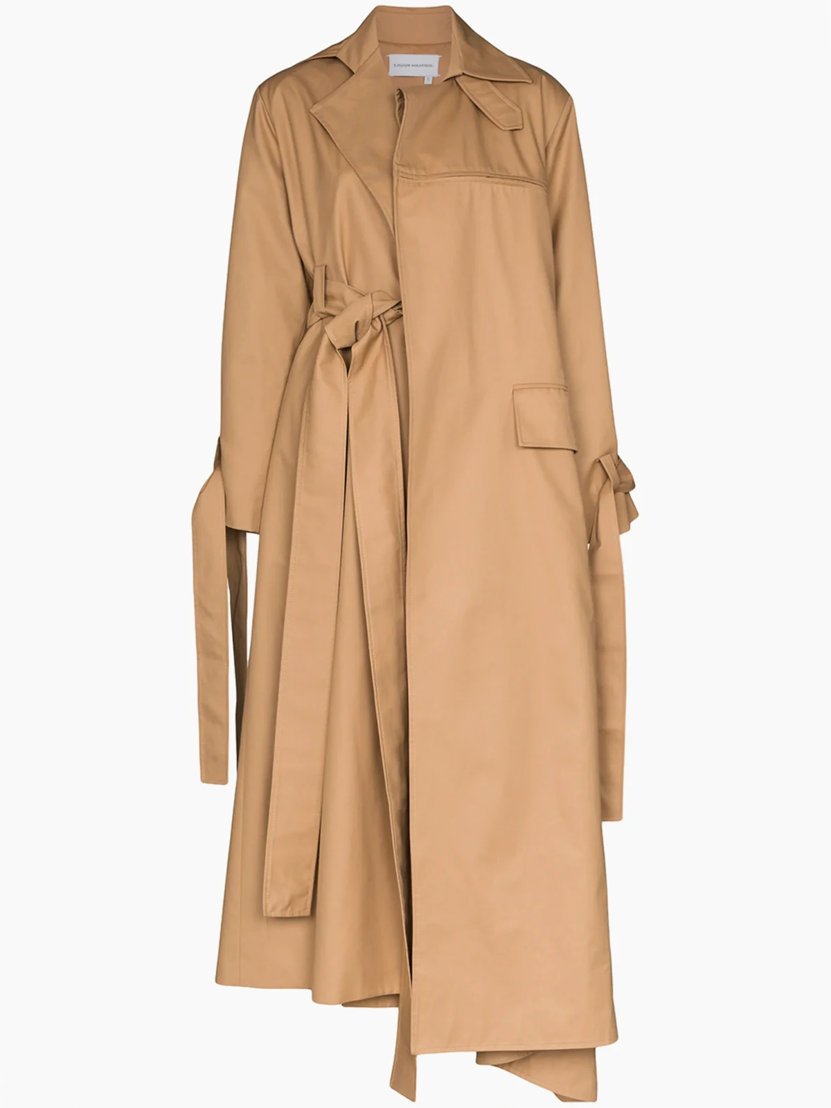 belted long draped trench coat