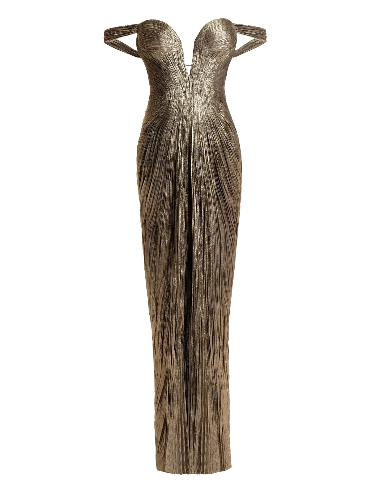 Schulterfreies Maxikleid mit Falten