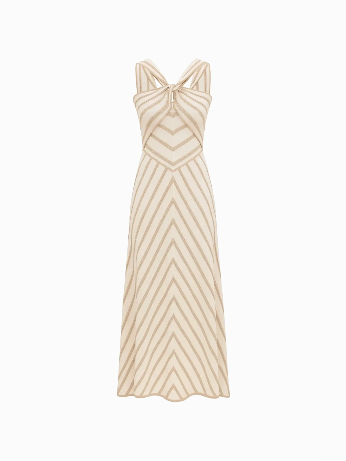 Gestreiftes Midikleid mit Knoten