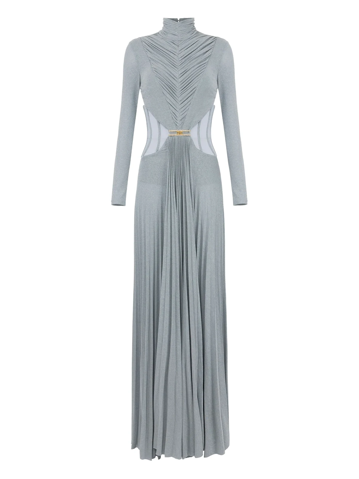 pleated high-neck dress