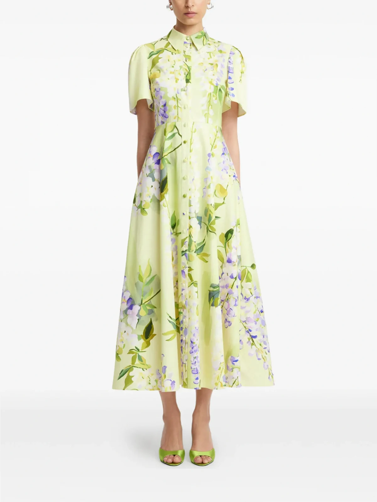 Bianca floral-appliquéd midi dress