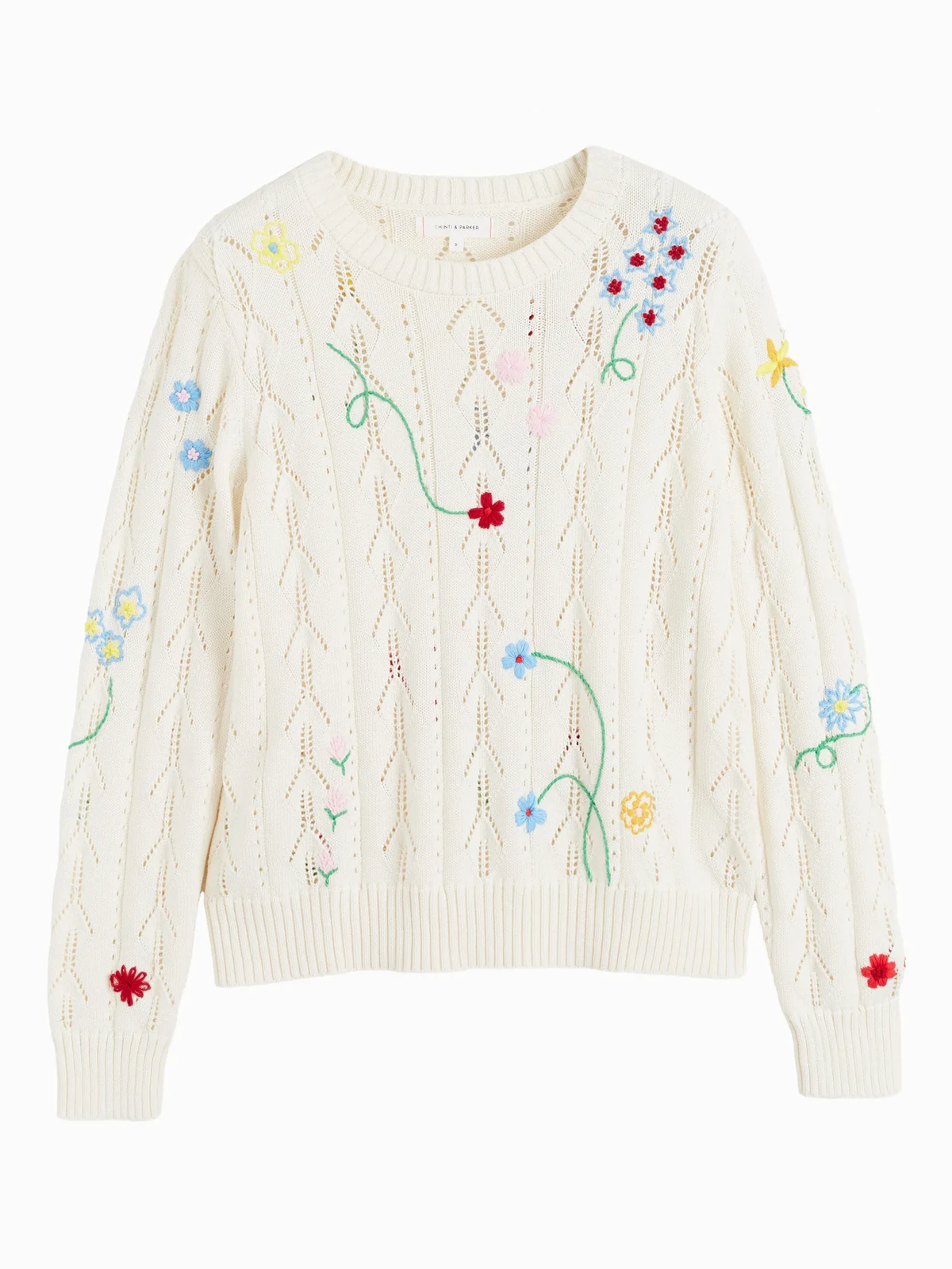floral-embroidered sweater