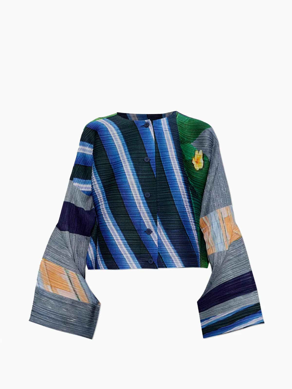 Plissierter Cardigan mit Streifen