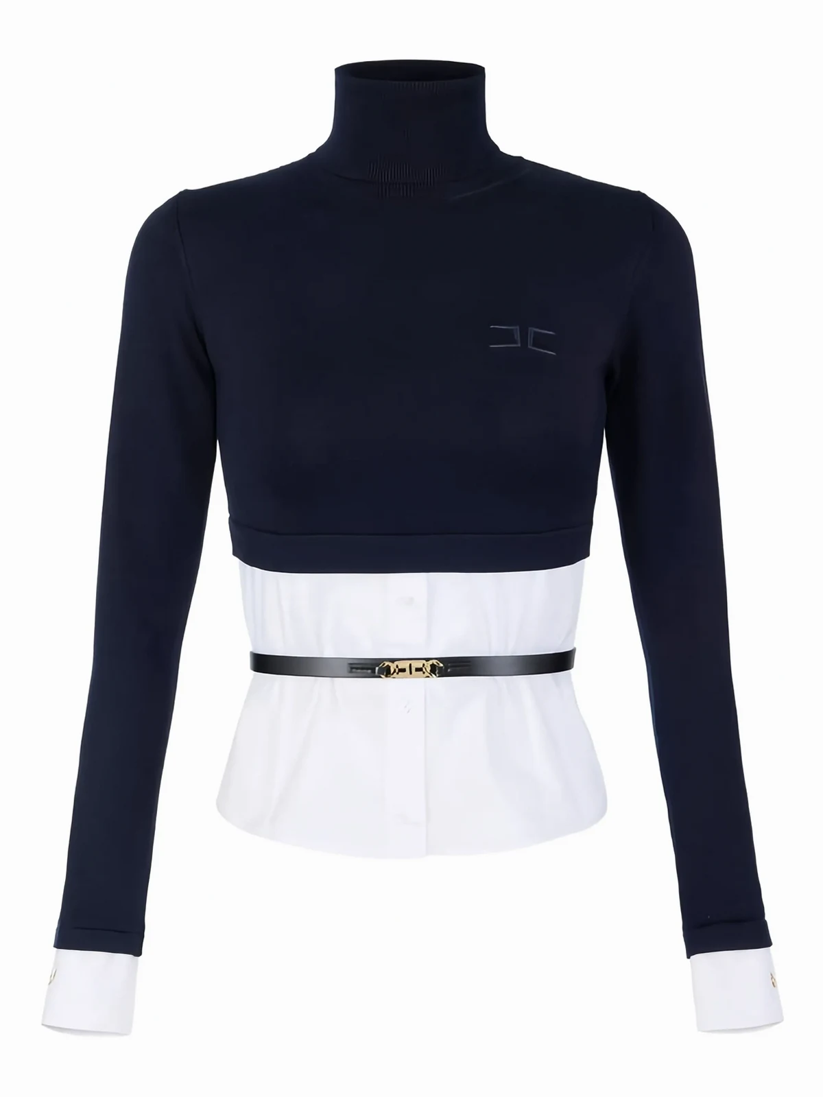 embroidered logo turtleneck top