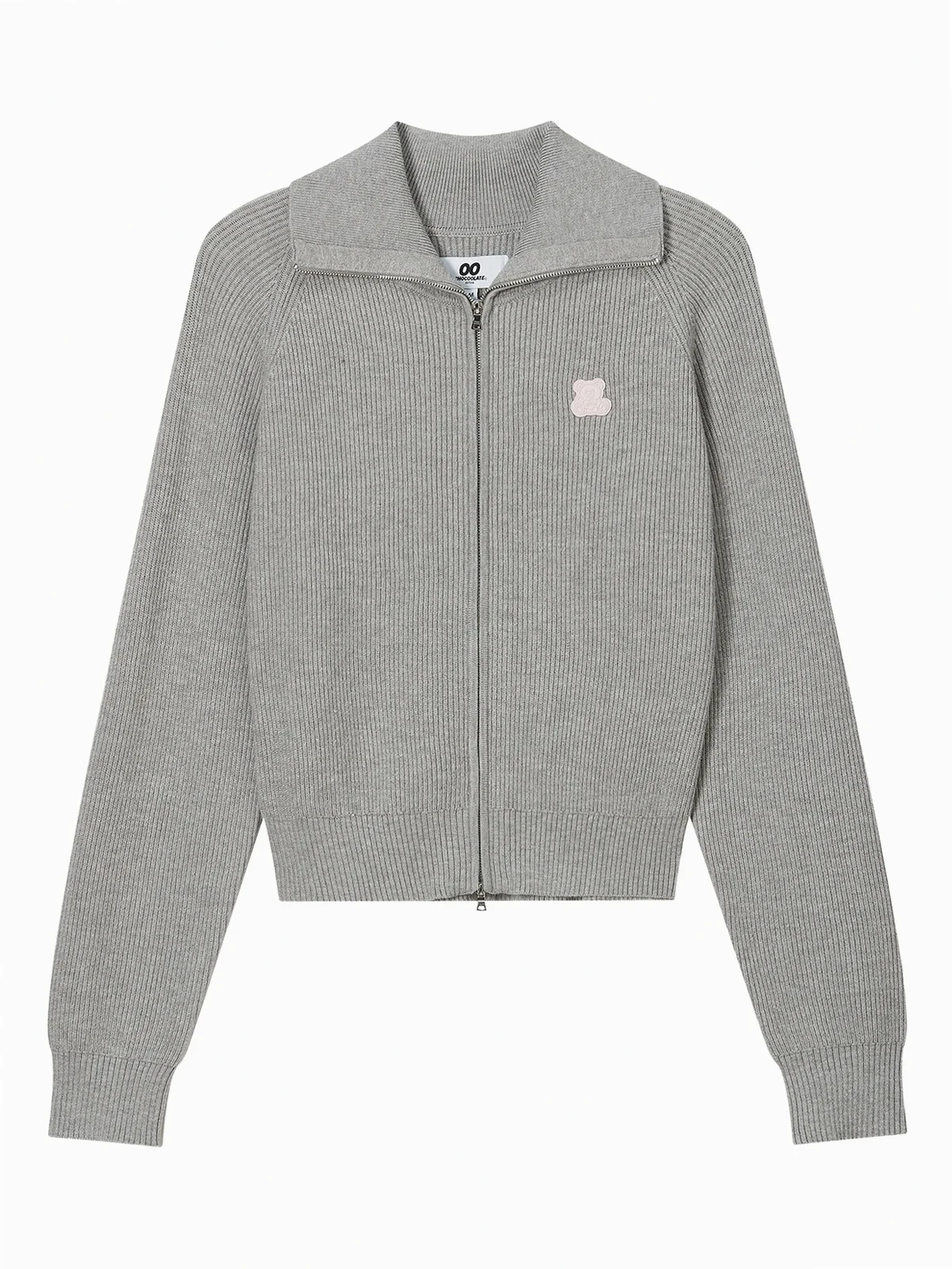 Gerippter Cardigan mit Reißverschluss