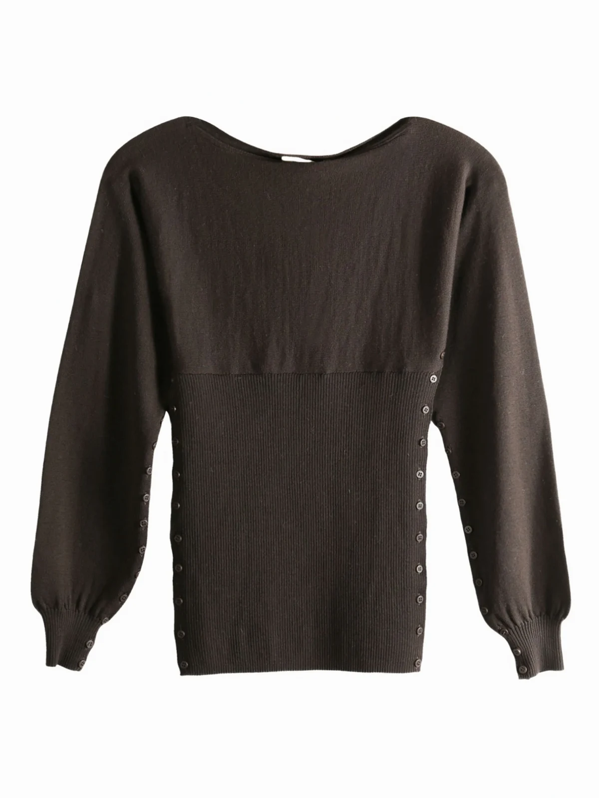 Gerippter Pullover mit Knöpfen