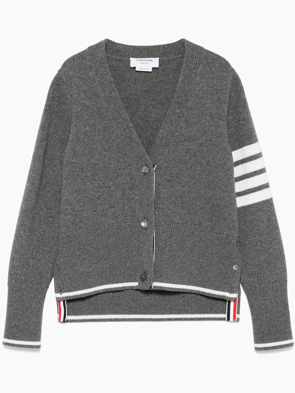 4 Bar Stripes Cardigan mit Gänse-Intarsie