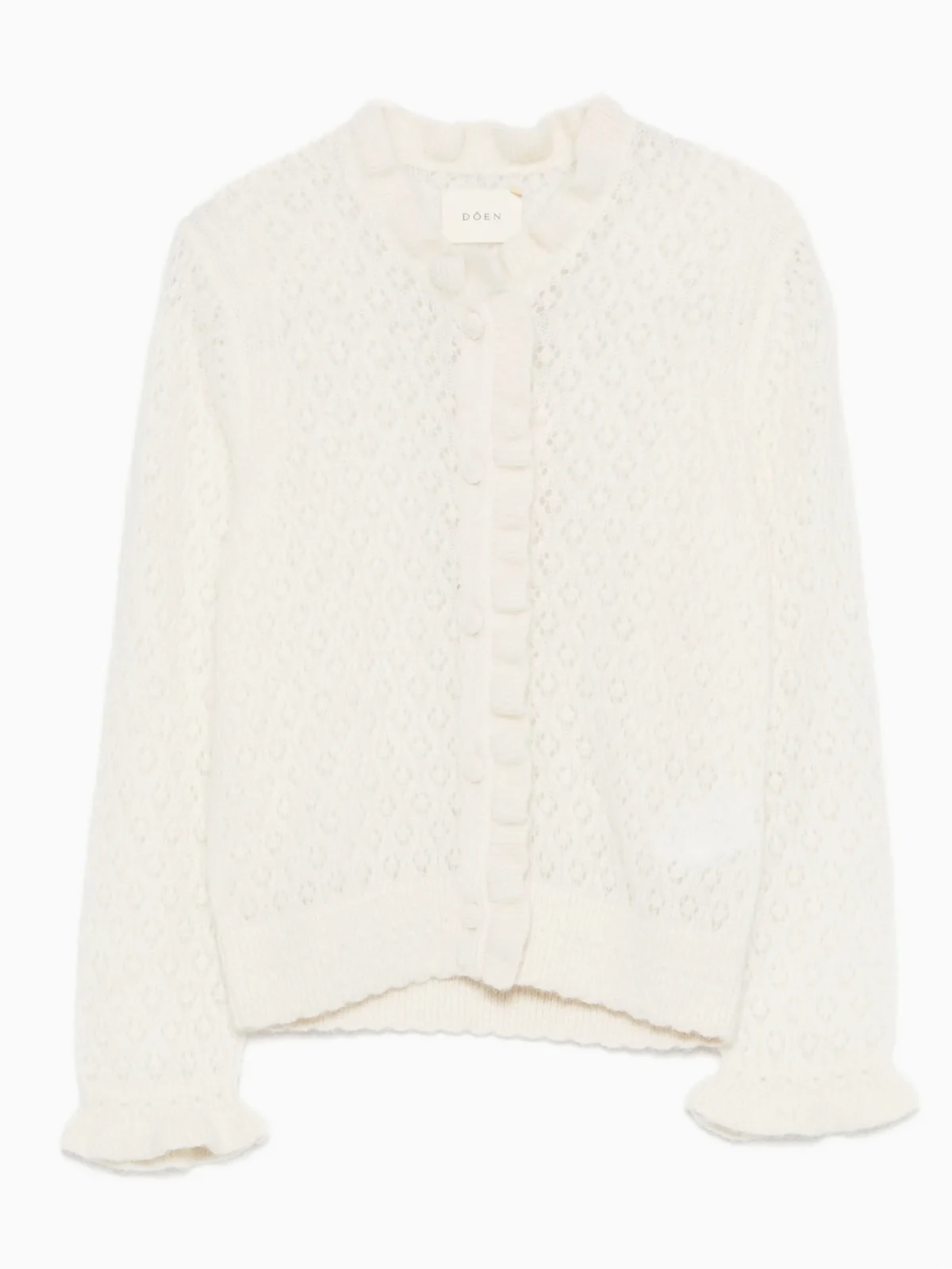 Perforierter Cardigan mit Rüschen