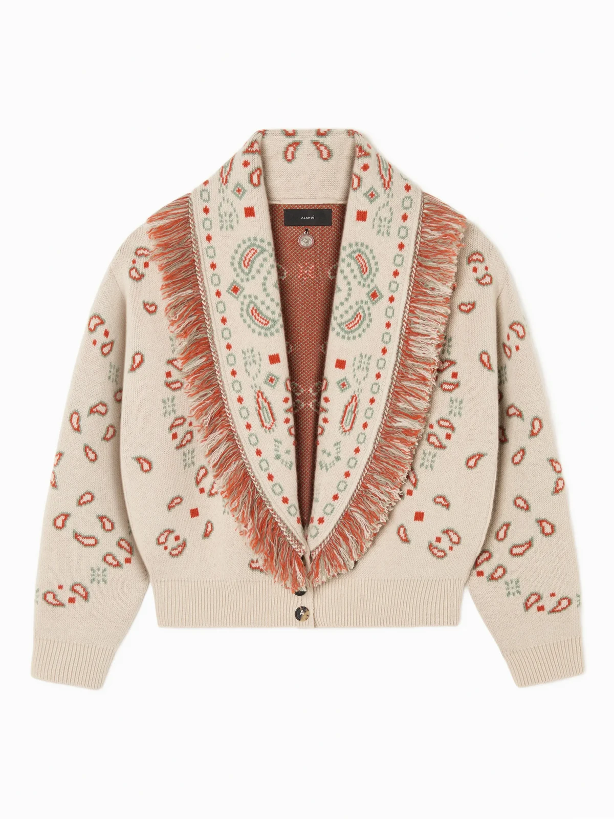 bandana jacquard fringed cardigan