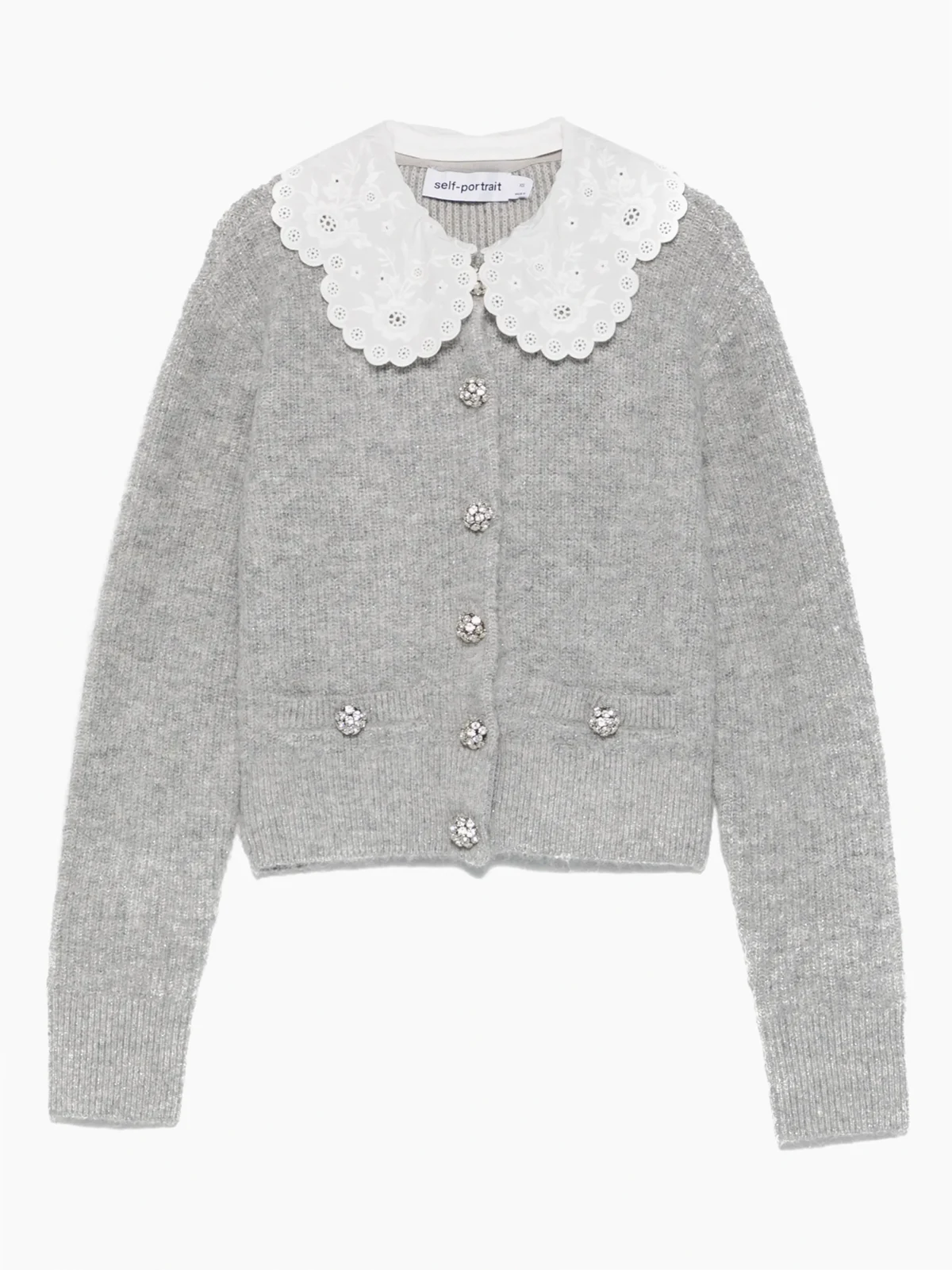 Verzierter Cardigan mit gewelltem Kragen