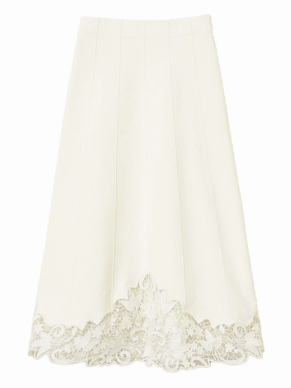 lace-trimmed midi skirt