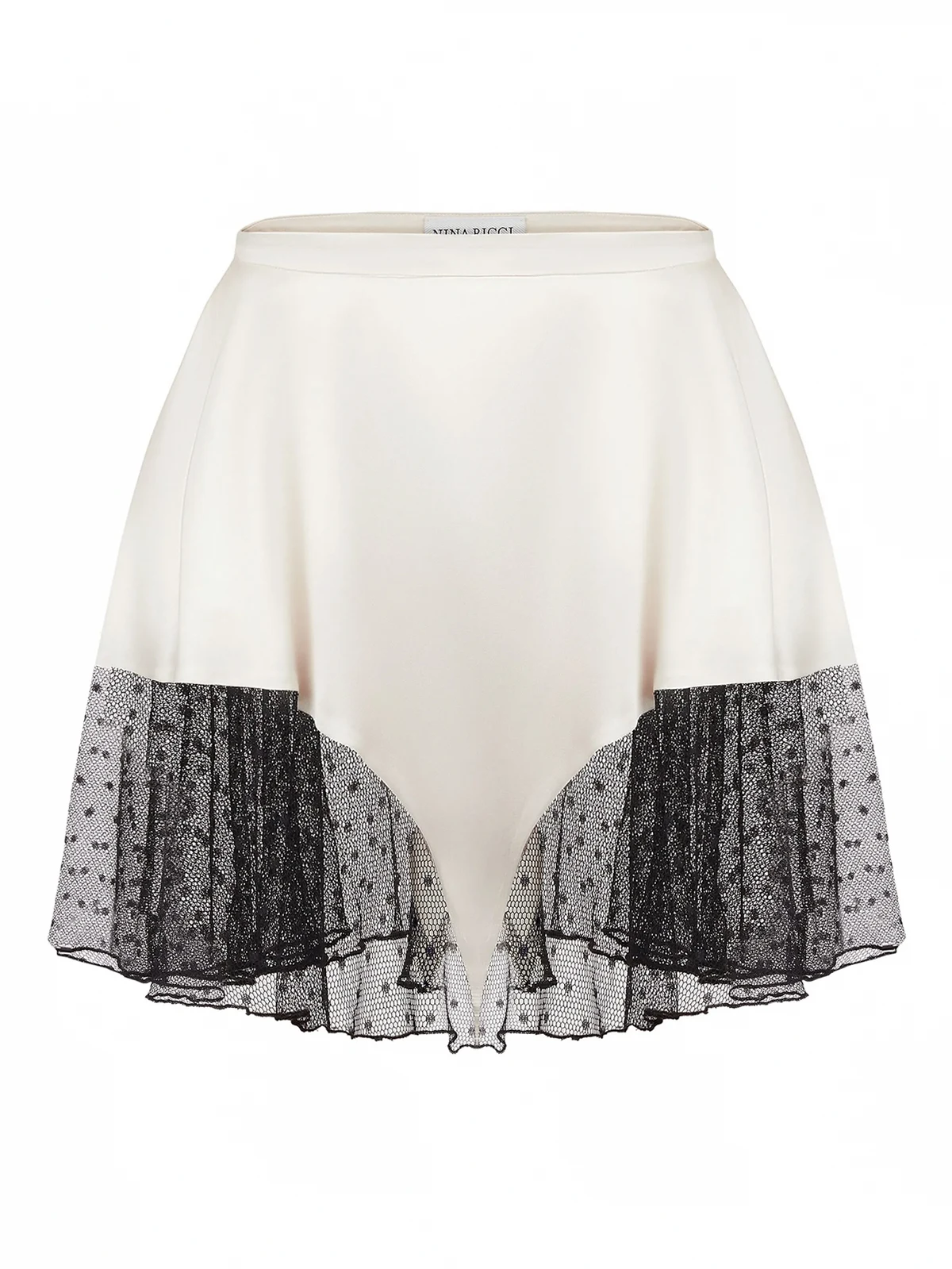 Minirock aus Satin mit Spitzenbesatz
