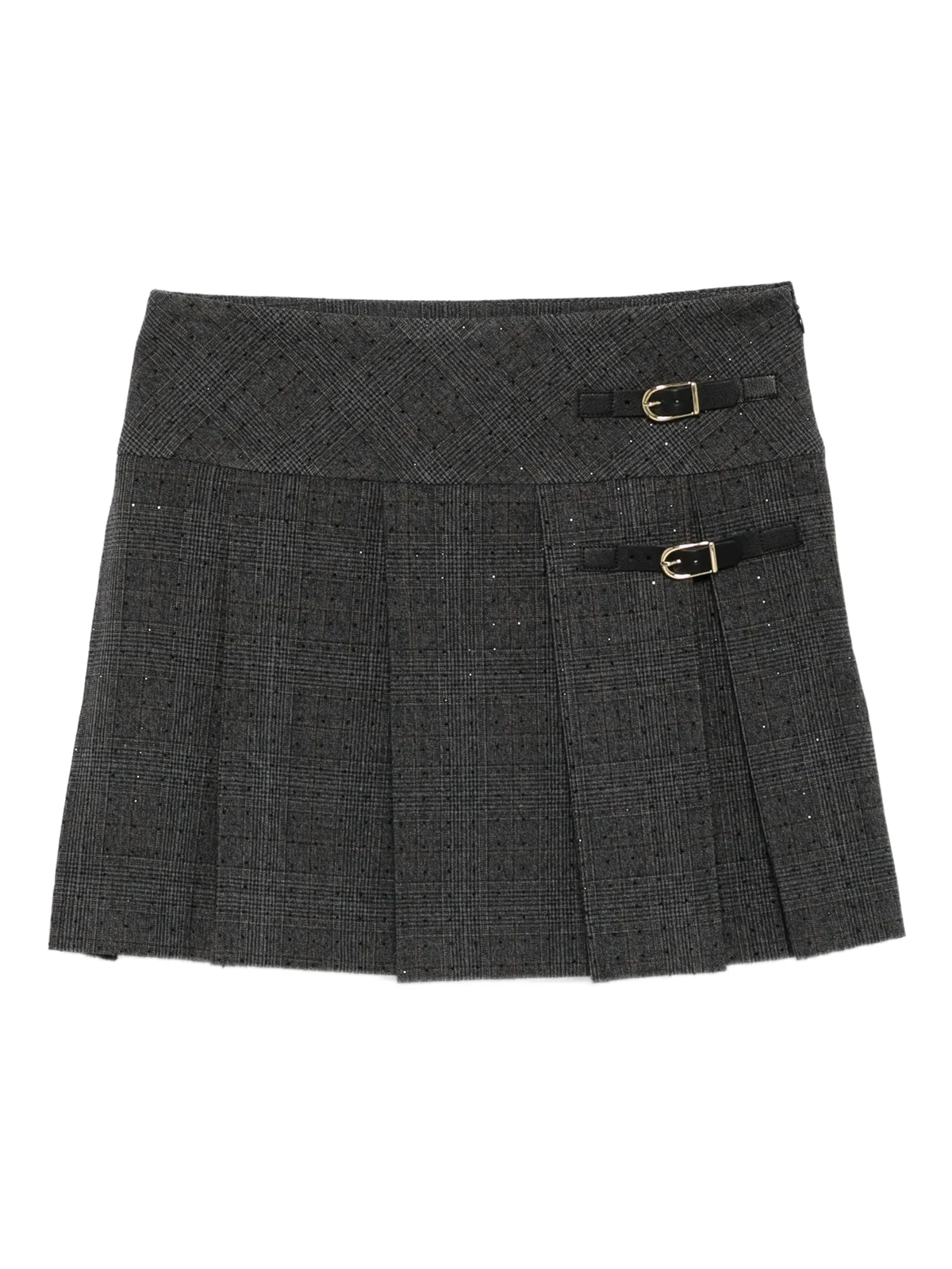 pleated buckled mini skirt