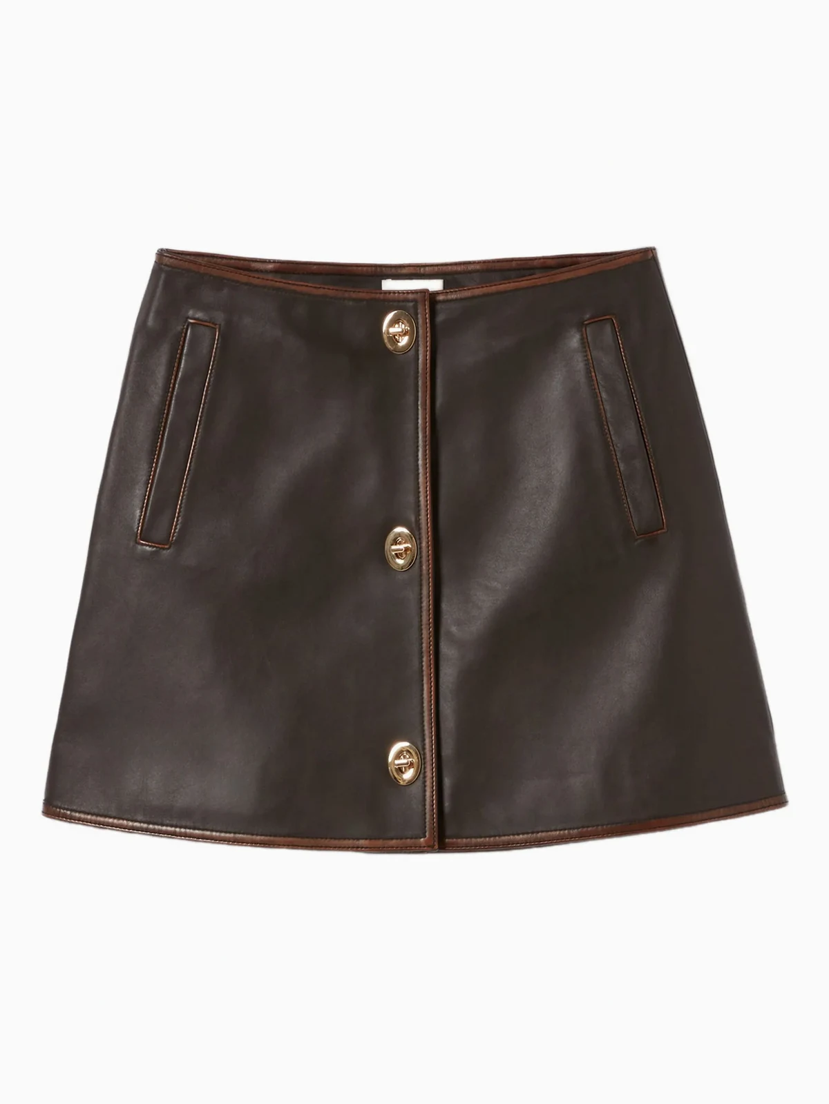 A-line leather mini skirt