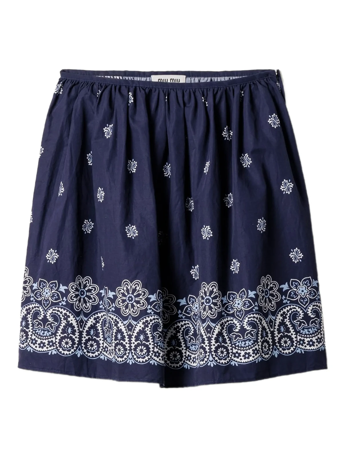 Cornflower slubbed poplin midi skirt