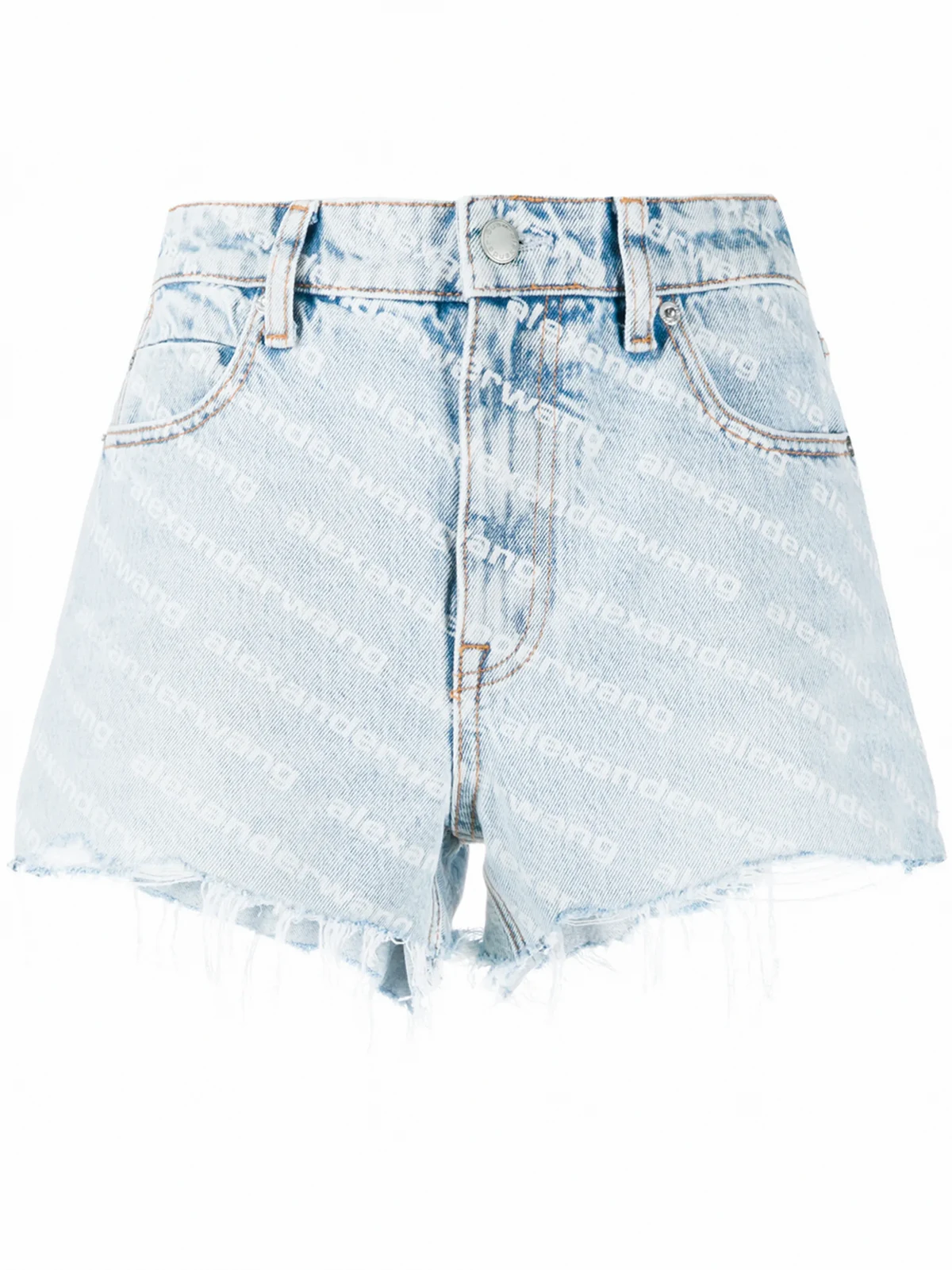 logo-print denim shorts