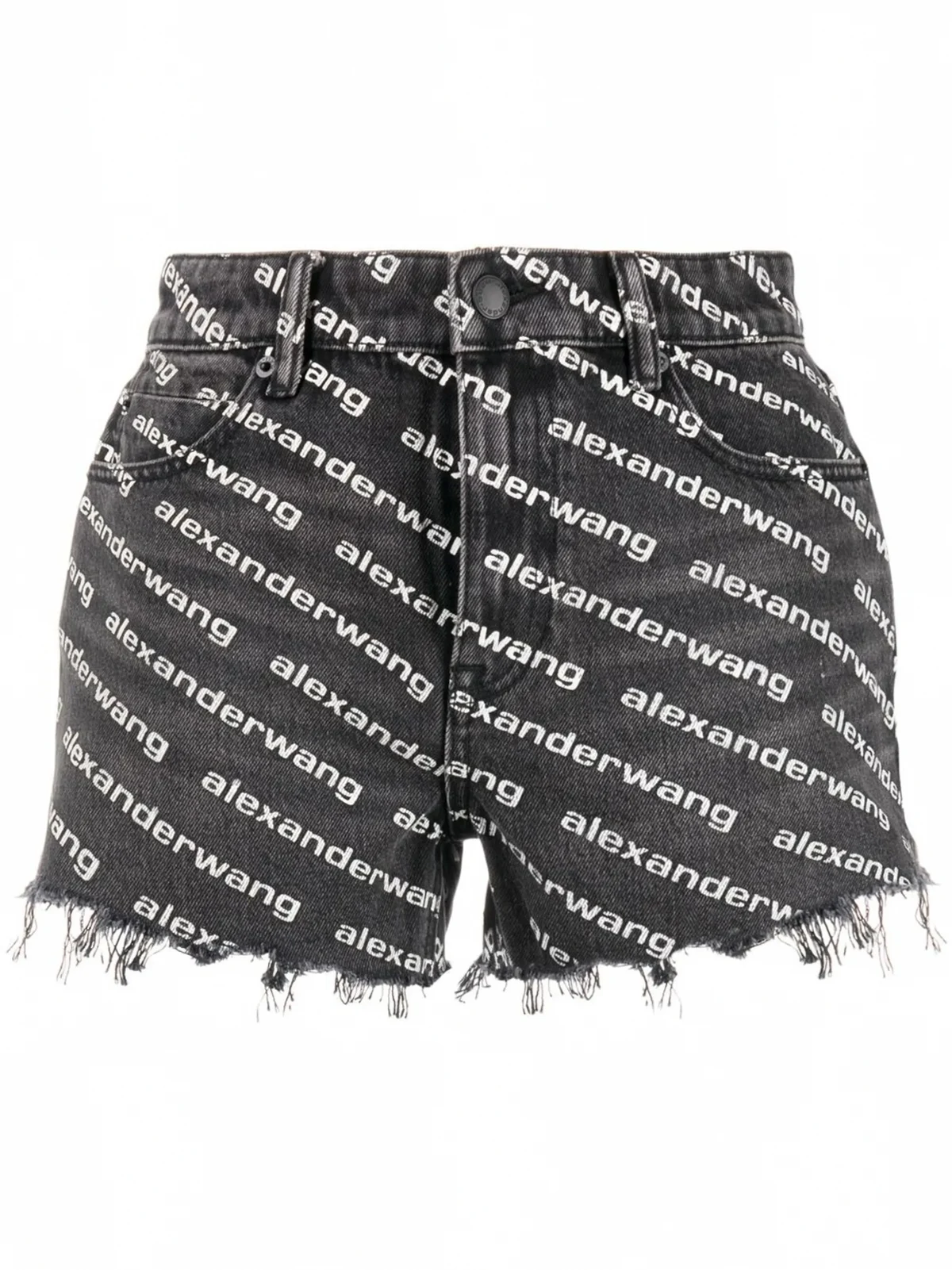 Ausgefranste Shorts mit Logo-Print