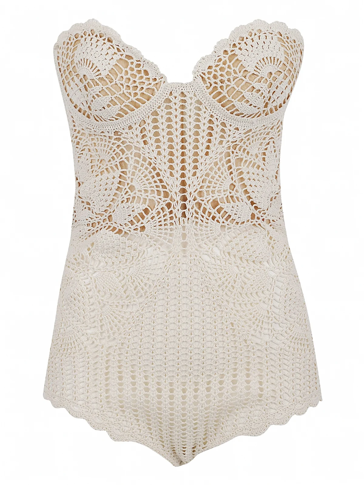 Gehäkelter Body mit Wellensaum