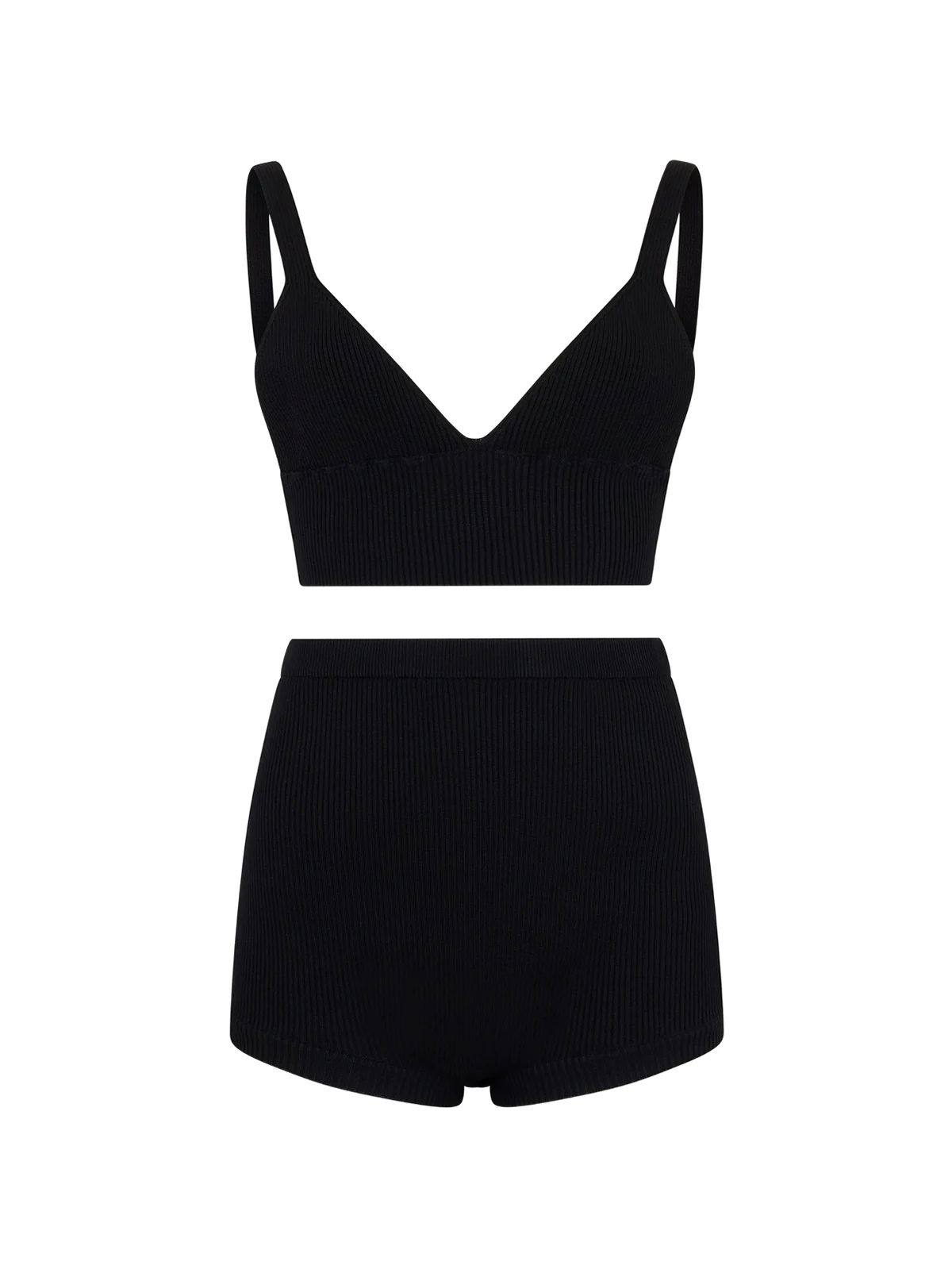 ribbed v-neck top and shorts set