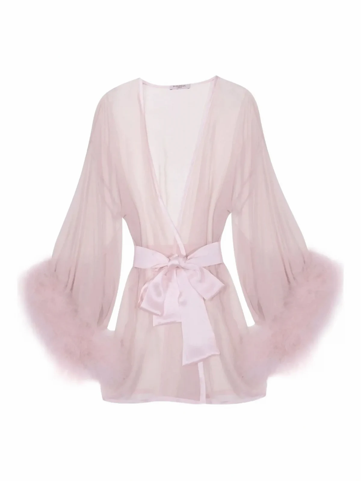 Brief Encounter feather-trim silk robe