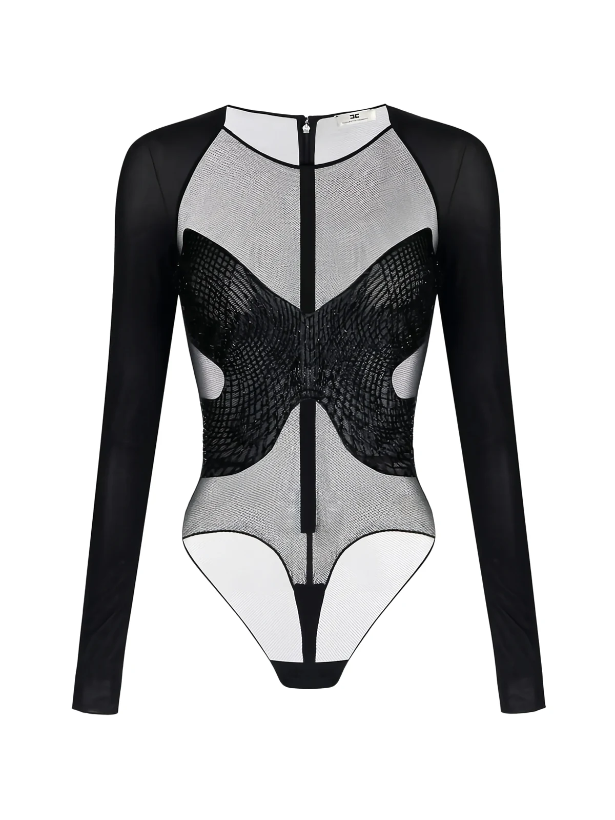 crystal-embroidered long-sleeves bodysuit