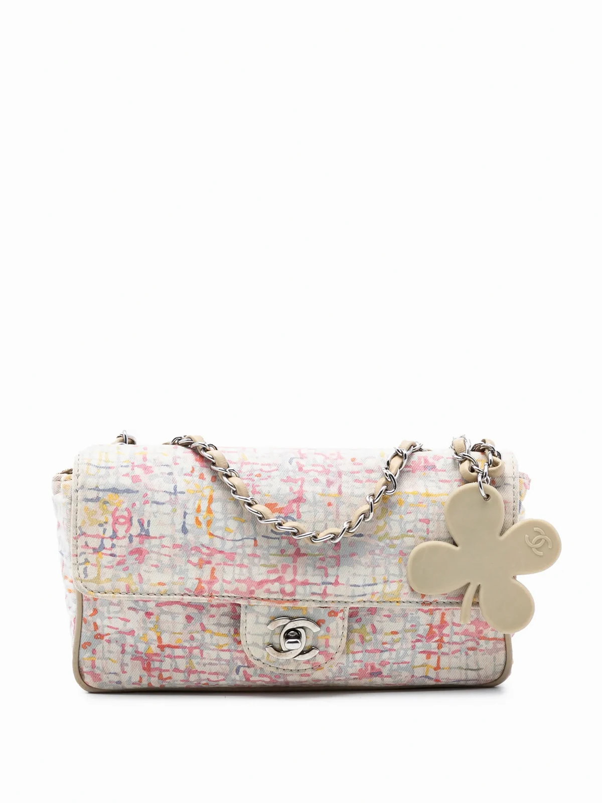 2004-2005 kleine Watercolour Clover Flap Schultertasche aus Canvas mit Print