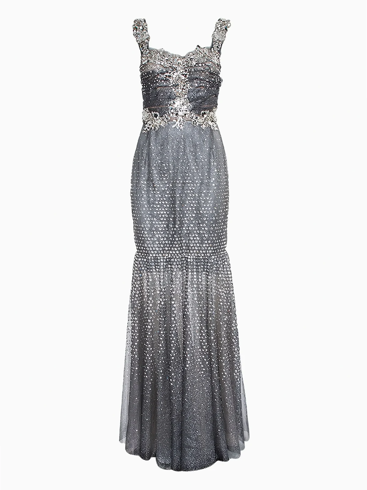 Kristallverziertes Abendkleid mit Blumendetail