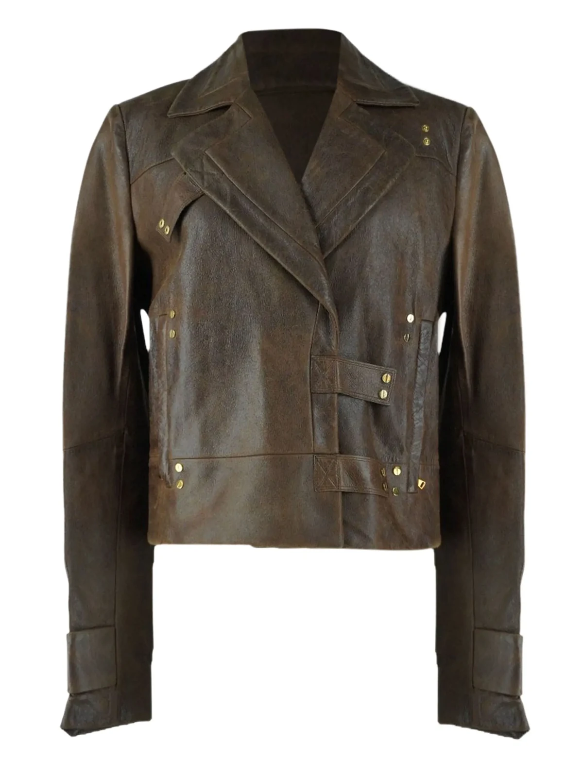 Lederjacke mit Knopfmanschetten