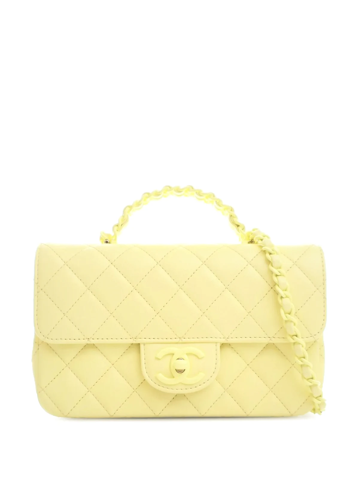 2021-2025 mini eckige Incognito Top Handle Flap Satchel-Tasche aus Lammleder mit Steppung